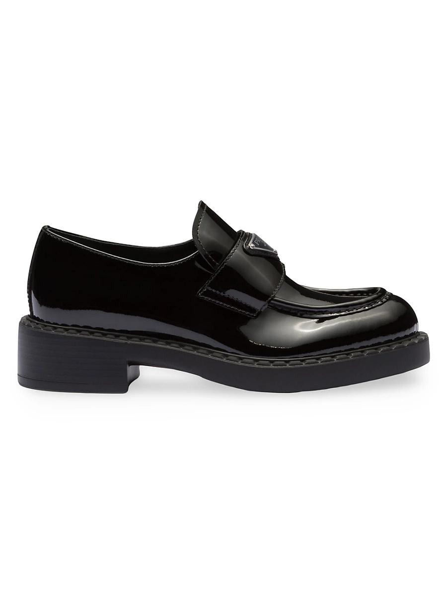 Prada Womens Chocolate Patent Leather Loafers Product Image