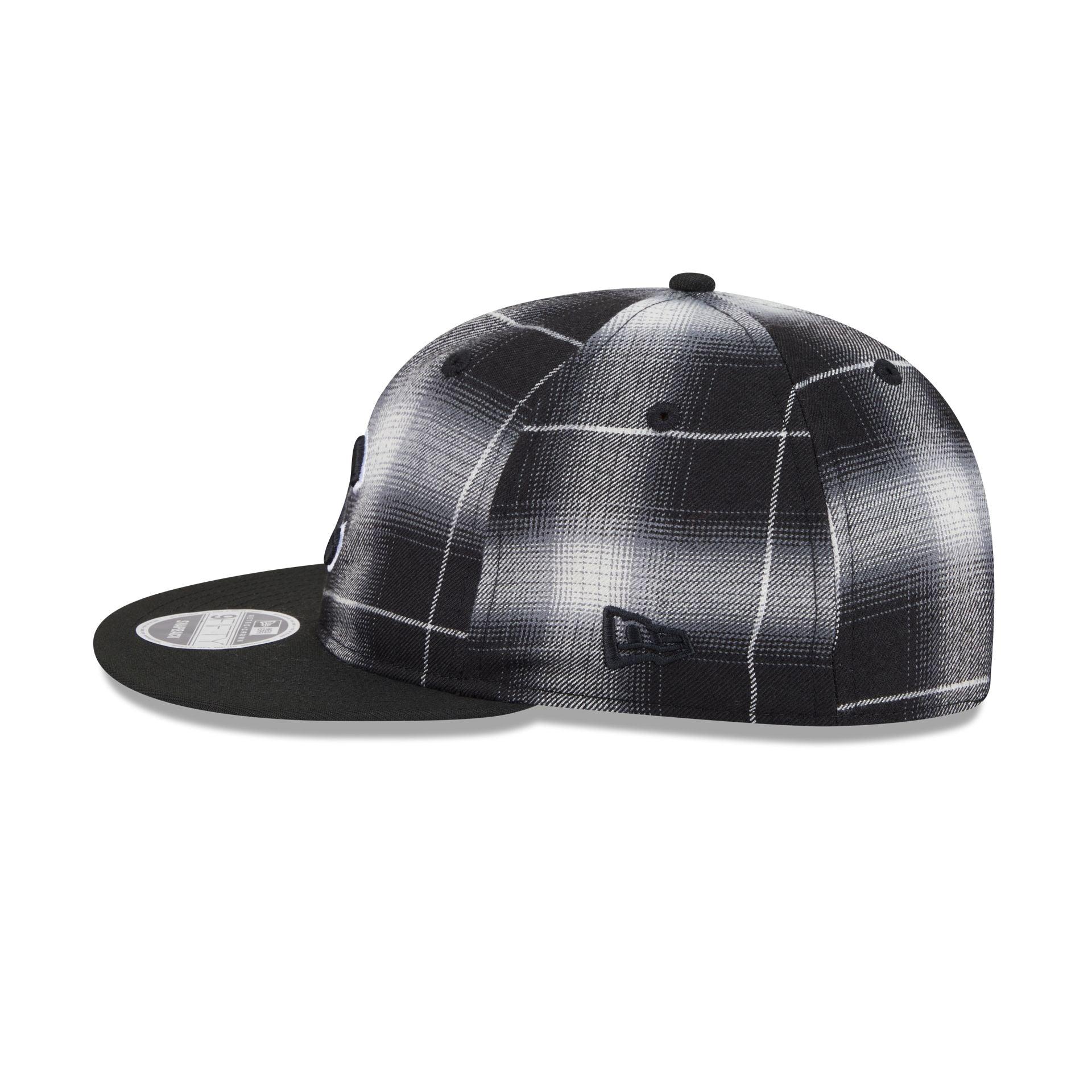 Chicago Cubs Black and White Plaid Retro Crown 9FIFTY Snapback Hat Male Product Image