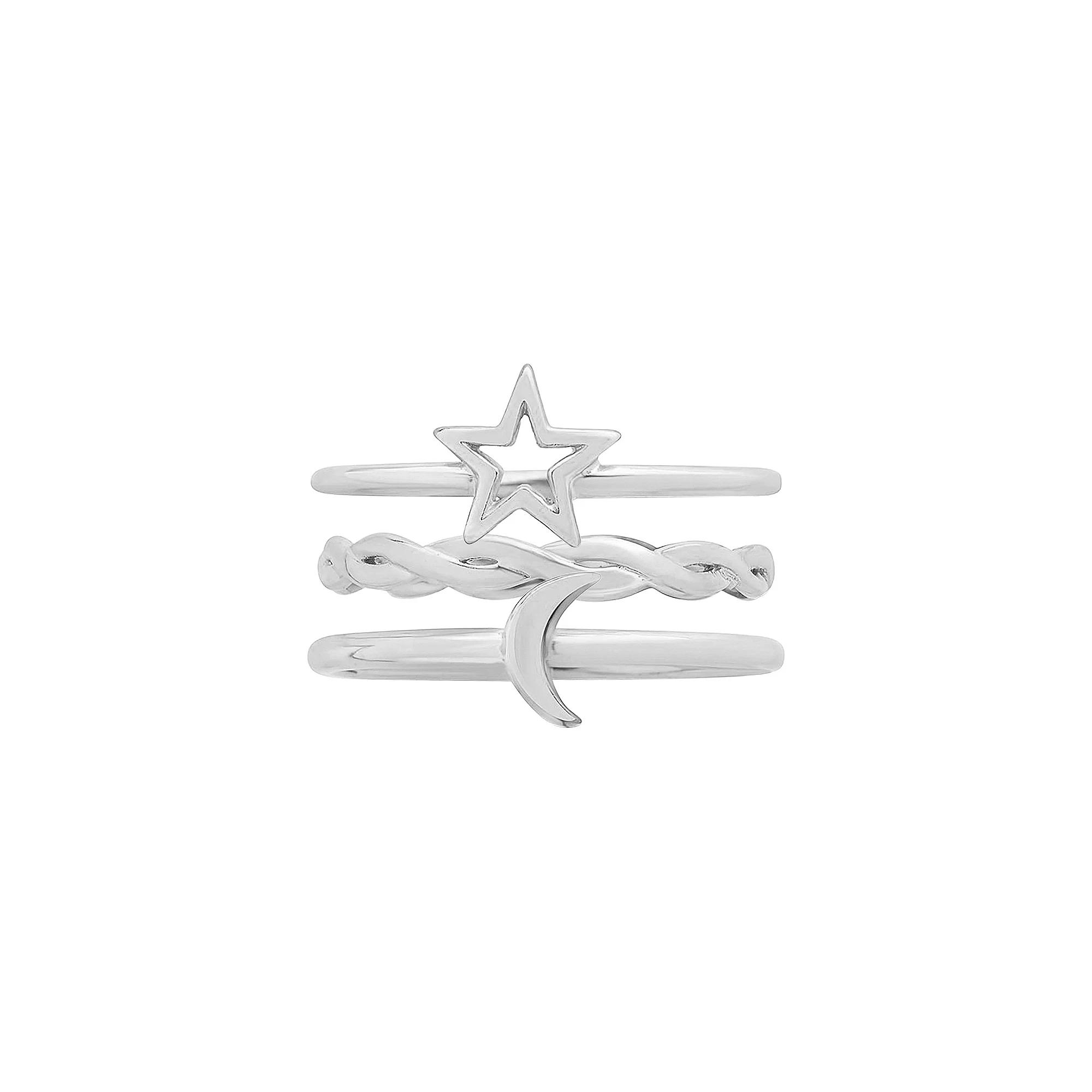 MC Collective Celestial Stacking Ring Set, Women's, Size: 8, Sterling Silver Product Image