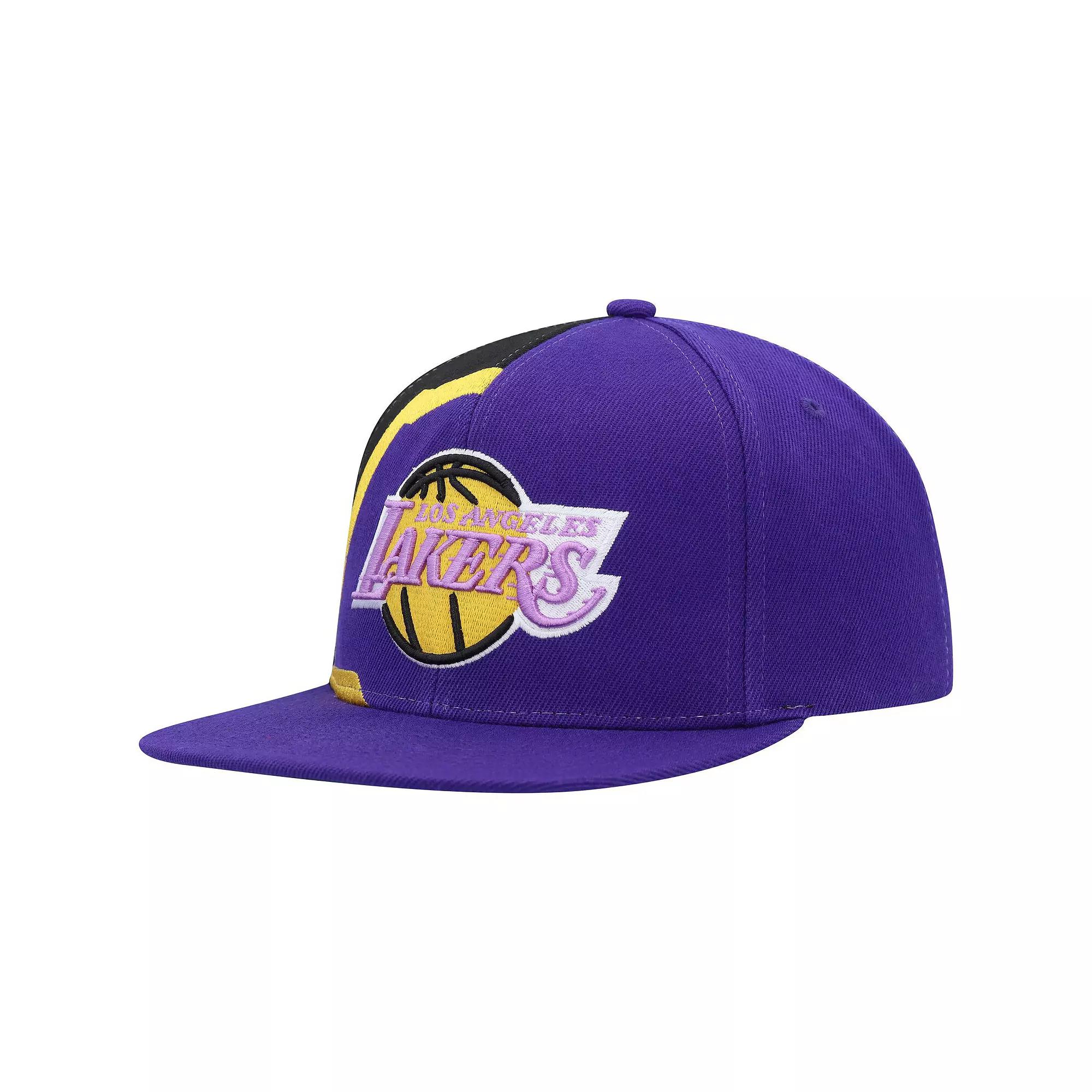 Men's Mitchell & Ness Purple Los Angeles Lakers Hardwood Classics Retroline Snapback Hat Product Image