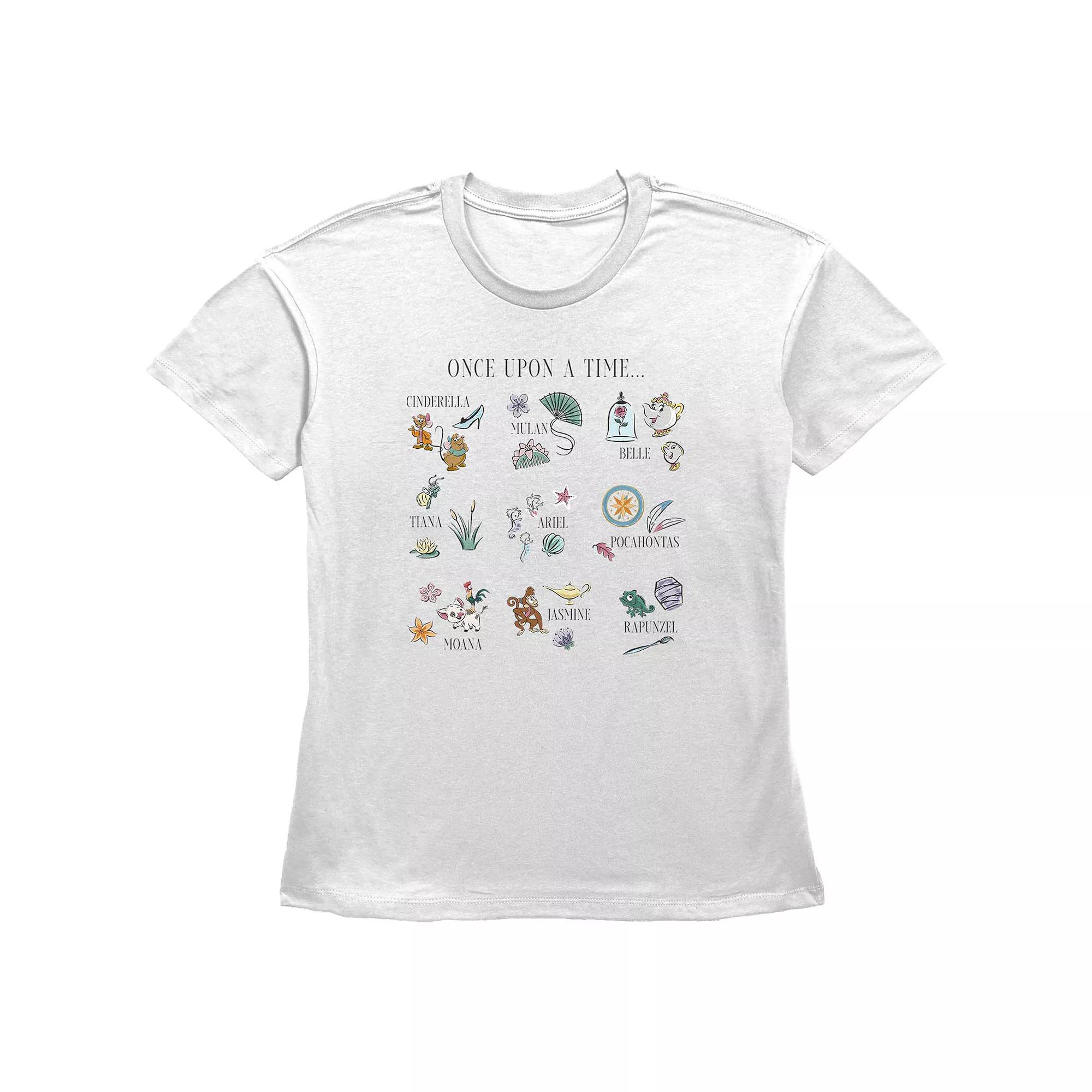 Disney Princess Once Upon A Time Icons Women's Graphic Tee, Size: Medium, White Product Image
