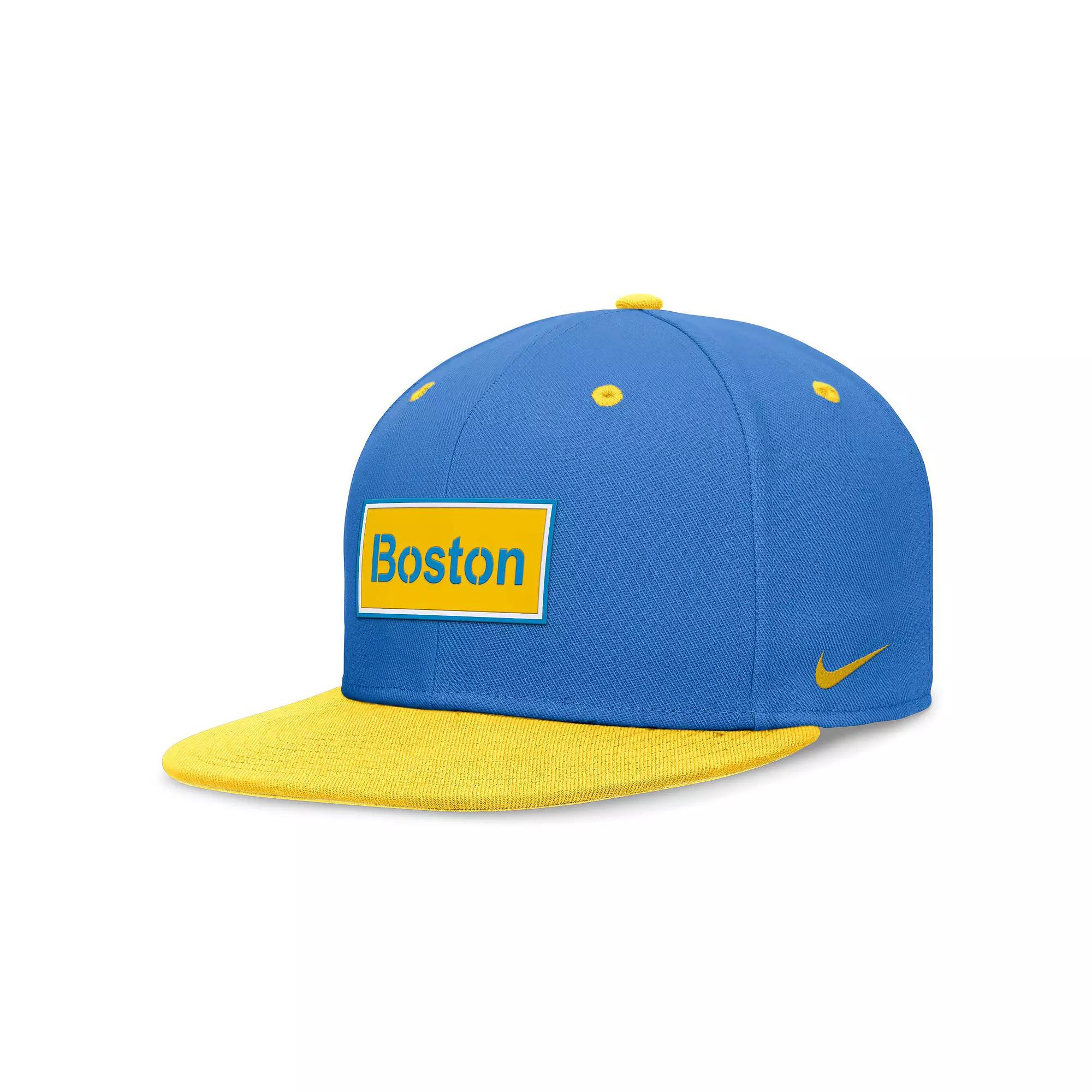 Men's Nike Light Blue/Gold Boston Red Sox City Connect True Fitted Hat, Size: 7 1/8 Product Image