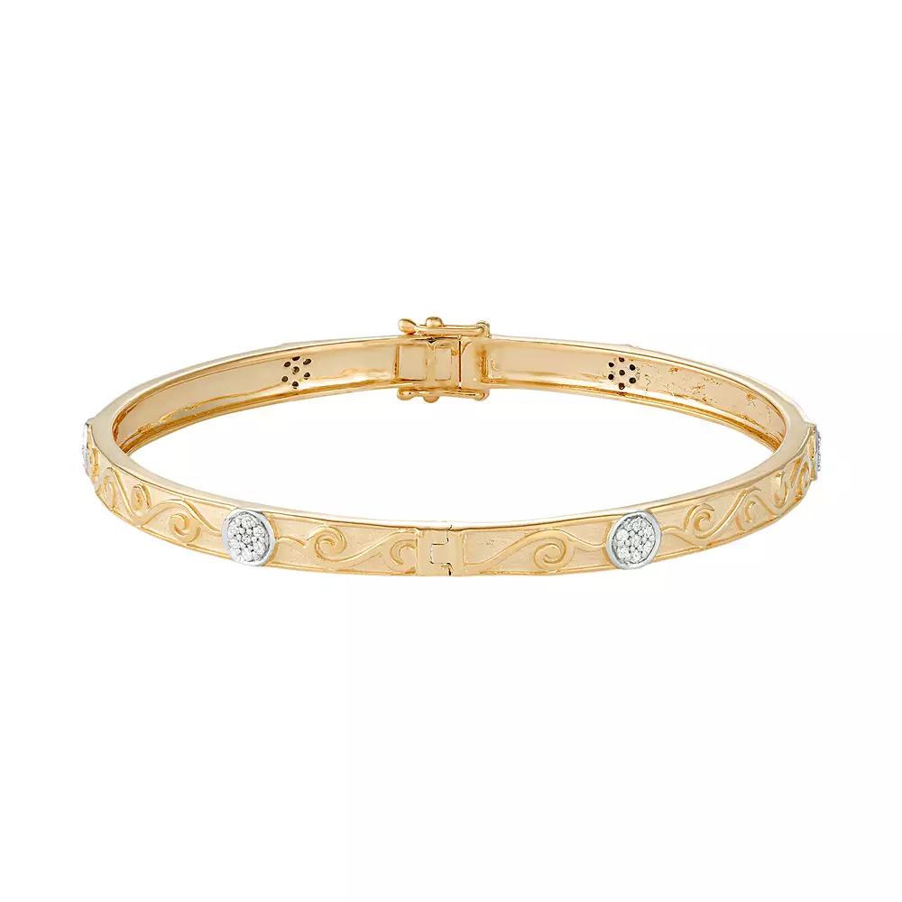 14k Rose Gold Over Silver 1/3 Carat T.W. Diamond Filigree Bangle Bracelet, Women's, Pink Tone Product Image