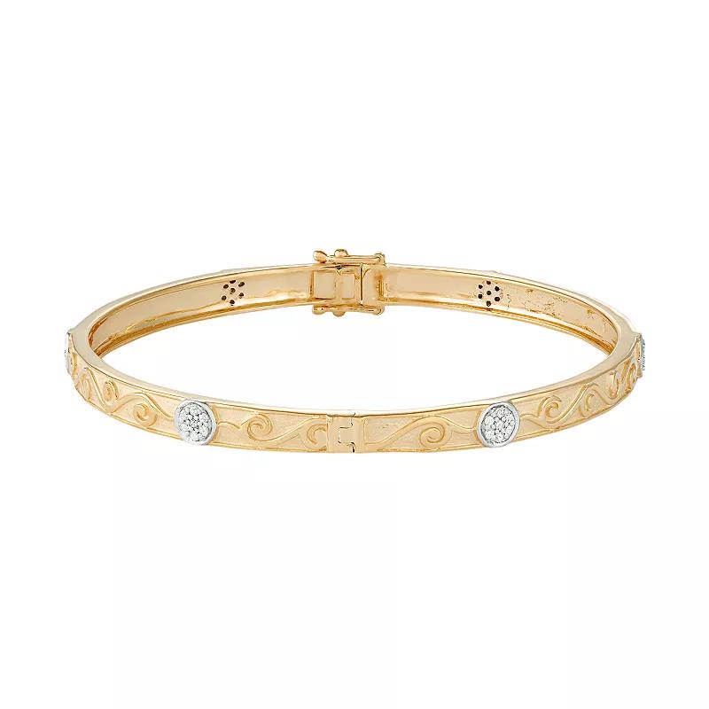 14k Rose Gold Over Silver 1/3 Carat T.W. Diamond Filigree Bangle Bracelet, Women's, Pink Tone Product Image