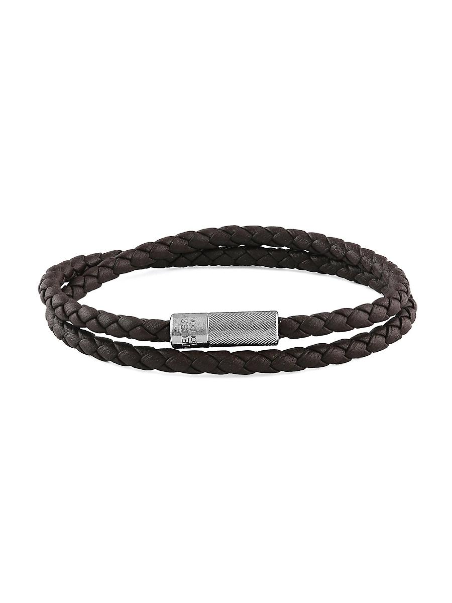 Mens Pop Rigato Braided Leather Wrap Bracelet Product Image