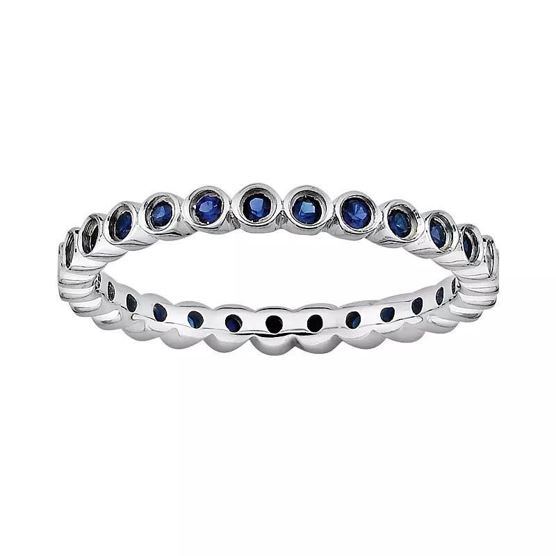 Stacks & Stones Sterling Silver Lab-Created Sapphire Stack Ring, Womens Product Image
