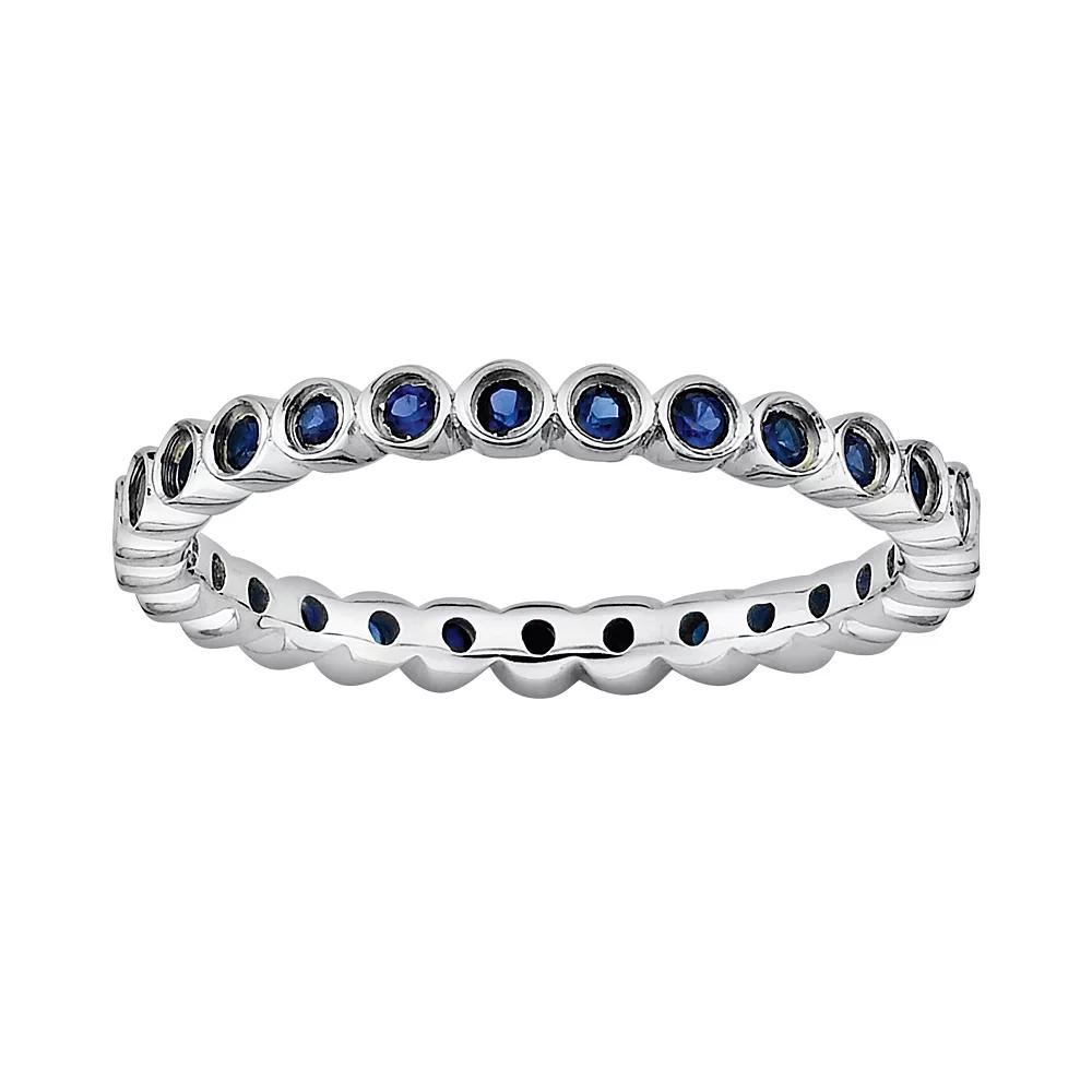 Stacks & Stones Sterling Silver Lab-Created Sapphire Stack Ring, Womens Product Image