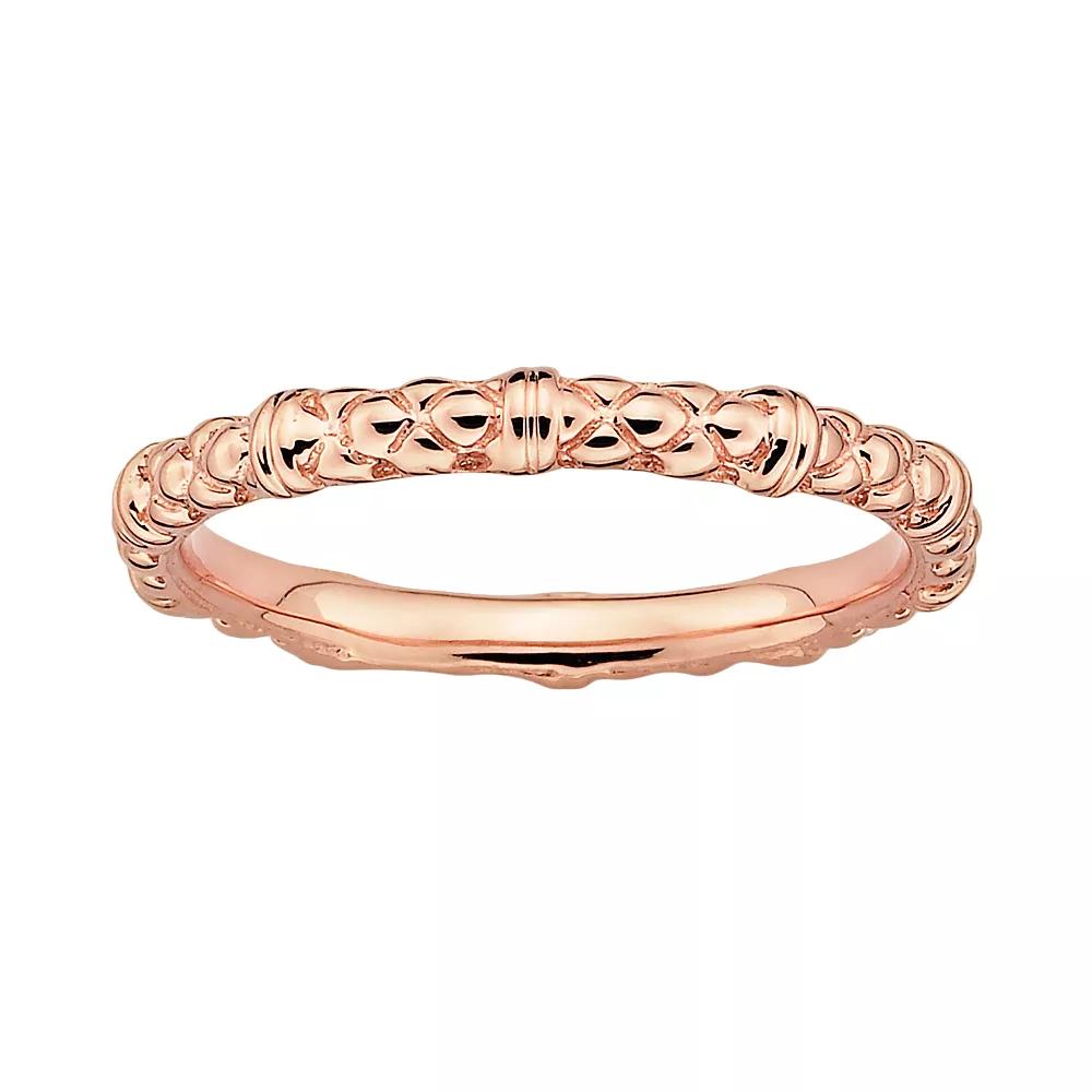 Stacks & Stones 18k Rose Gold Over Silver Textured Stack Ring, Women's, Size: 9, Pink Product Image