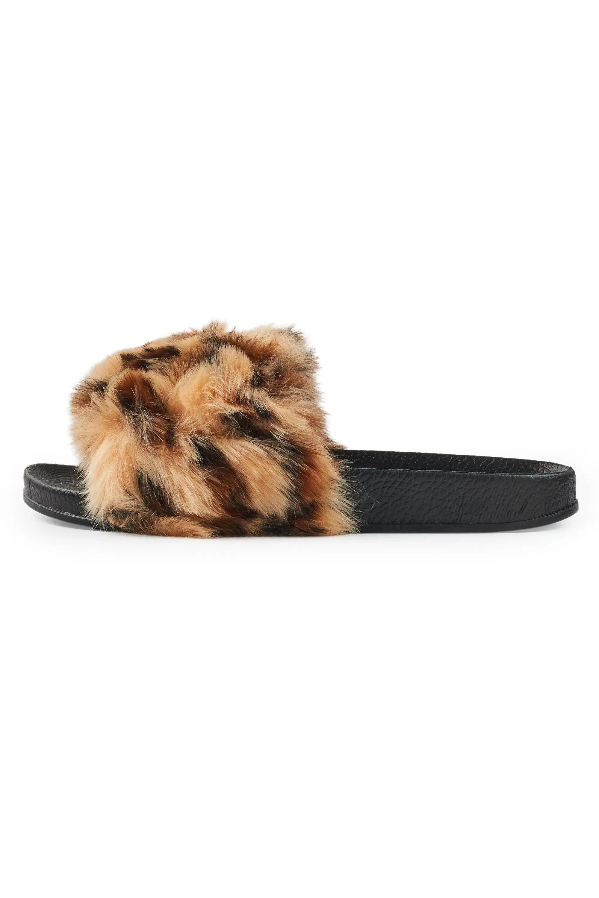 Tatyana Cheetah Fur Slides Female Product Image