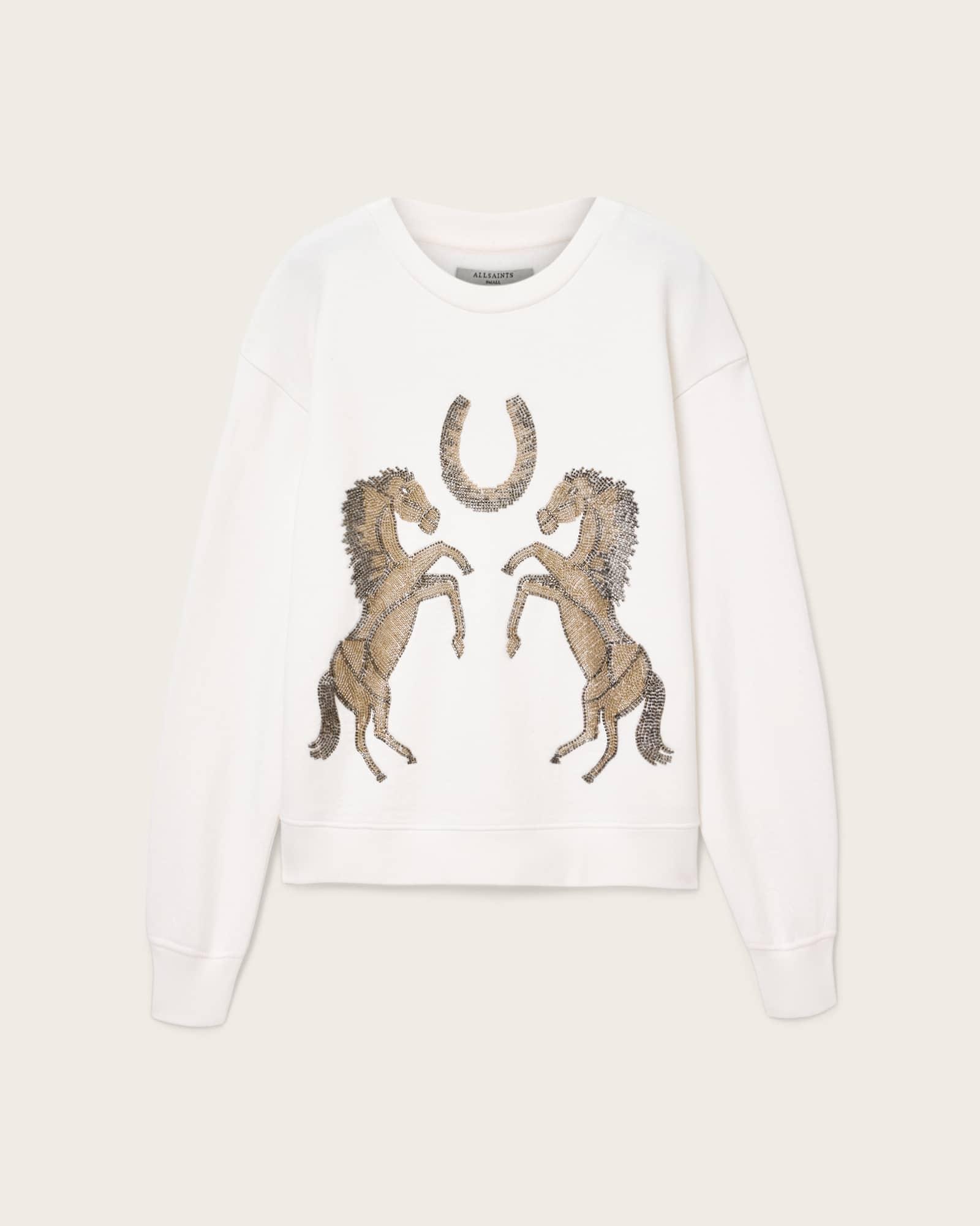 Luck Embellished Pippa Sweatshirt Optic White | ALLSAINTS US Product Image