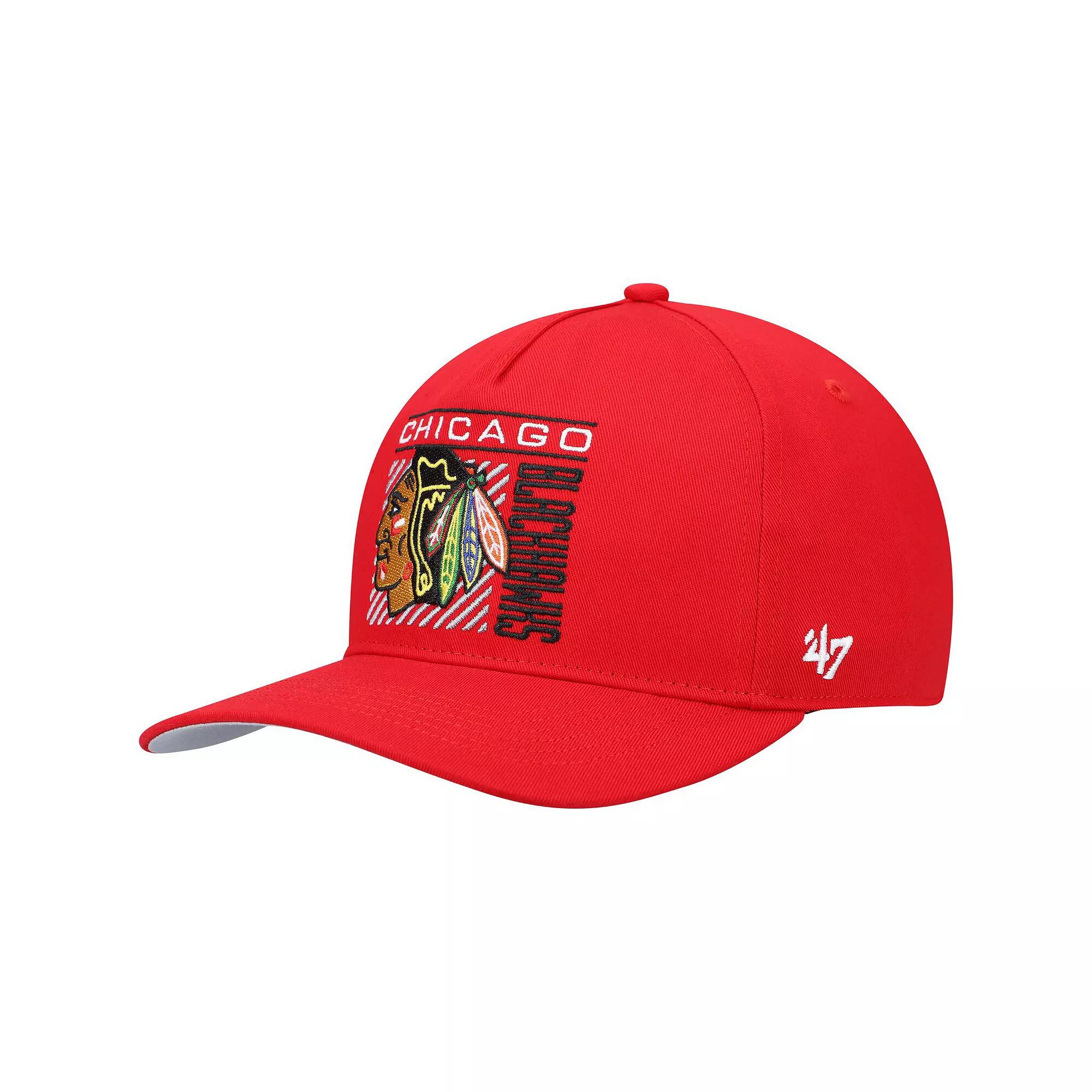 Men's '47 Red Chicago Blackhawks Reflex Hitch Snapback Hat Product Image