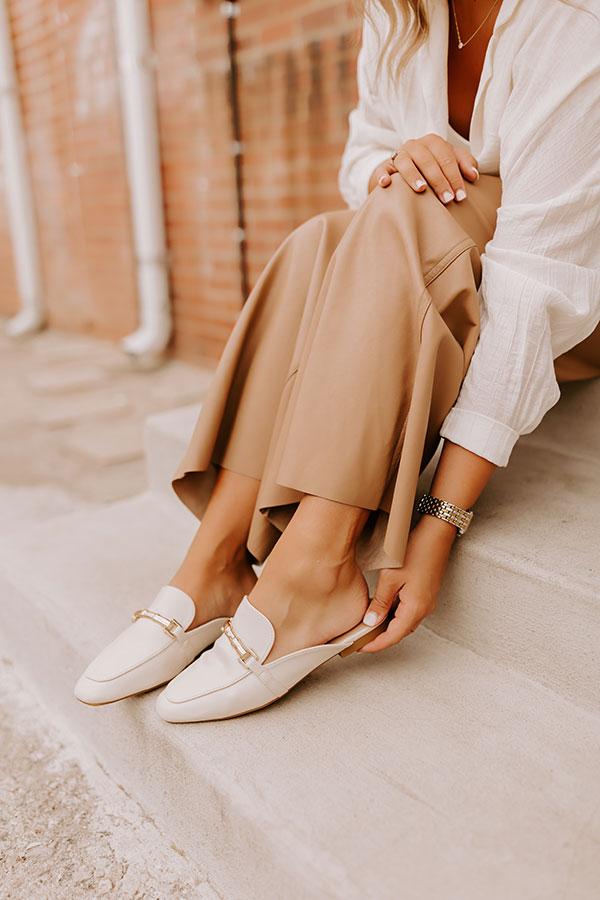 The Aubrey Faux Leather Mule Loafer in Cream Product Image