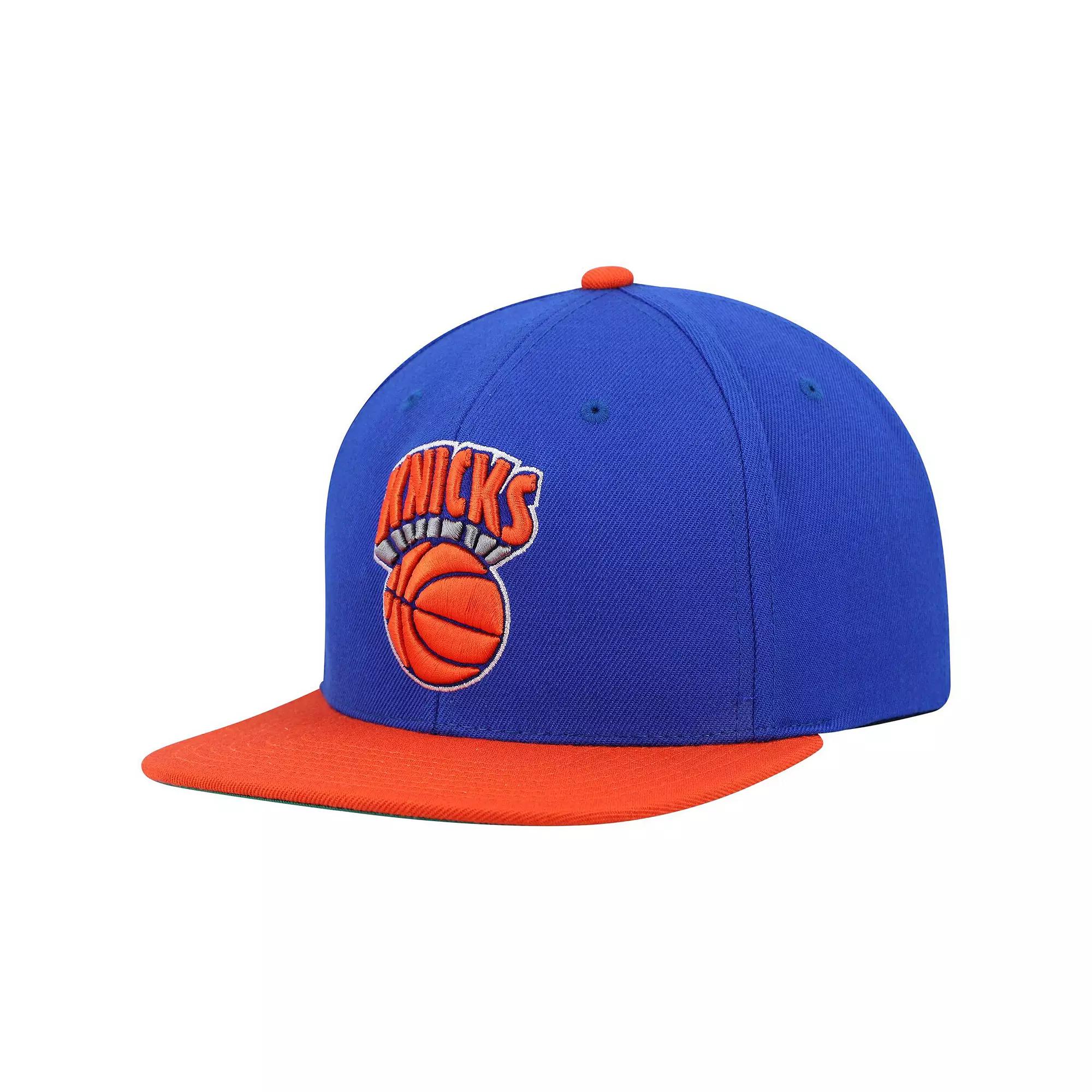 Men's Mitchell & Ness Blue/Orange New York Knicks Hardwood Classics Team Two-Tone 2.0 Snapback Hat Product Image