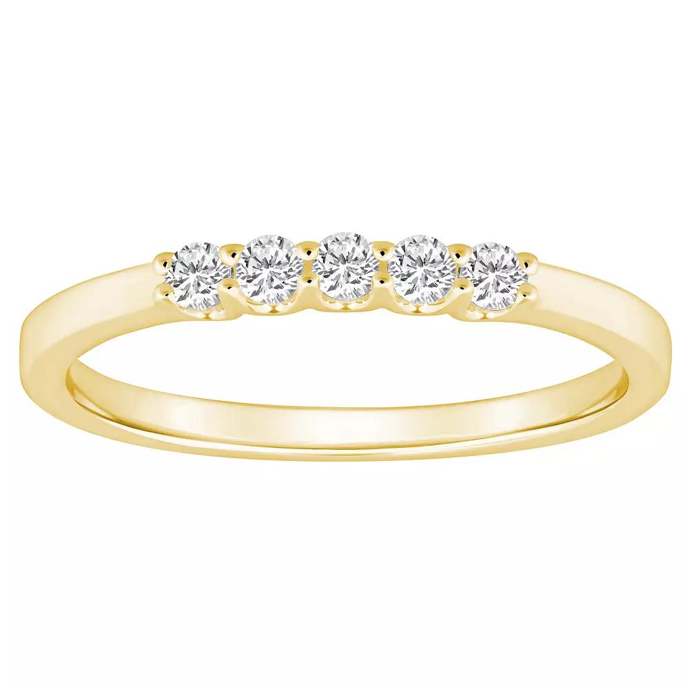 Alyson Layne 14k Gold 1/4 Carat T.W. Diamond 5-Stone Wedding Band, Women's, Yellow Product Image