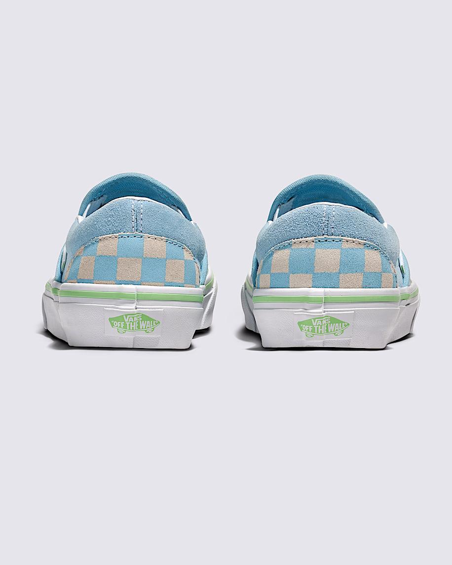 Classic Slip-On Suede Checkerboard Shoe in Crystal Blue / Pink| Vans US Product Image
