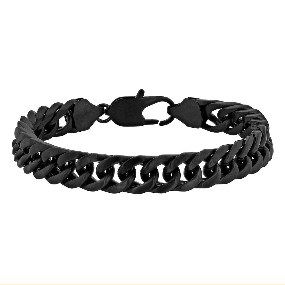 Steel Nation Men's Black Ion-Plated Stainless Steel Curb Link Bracelet, Size: 8.75 Product Image