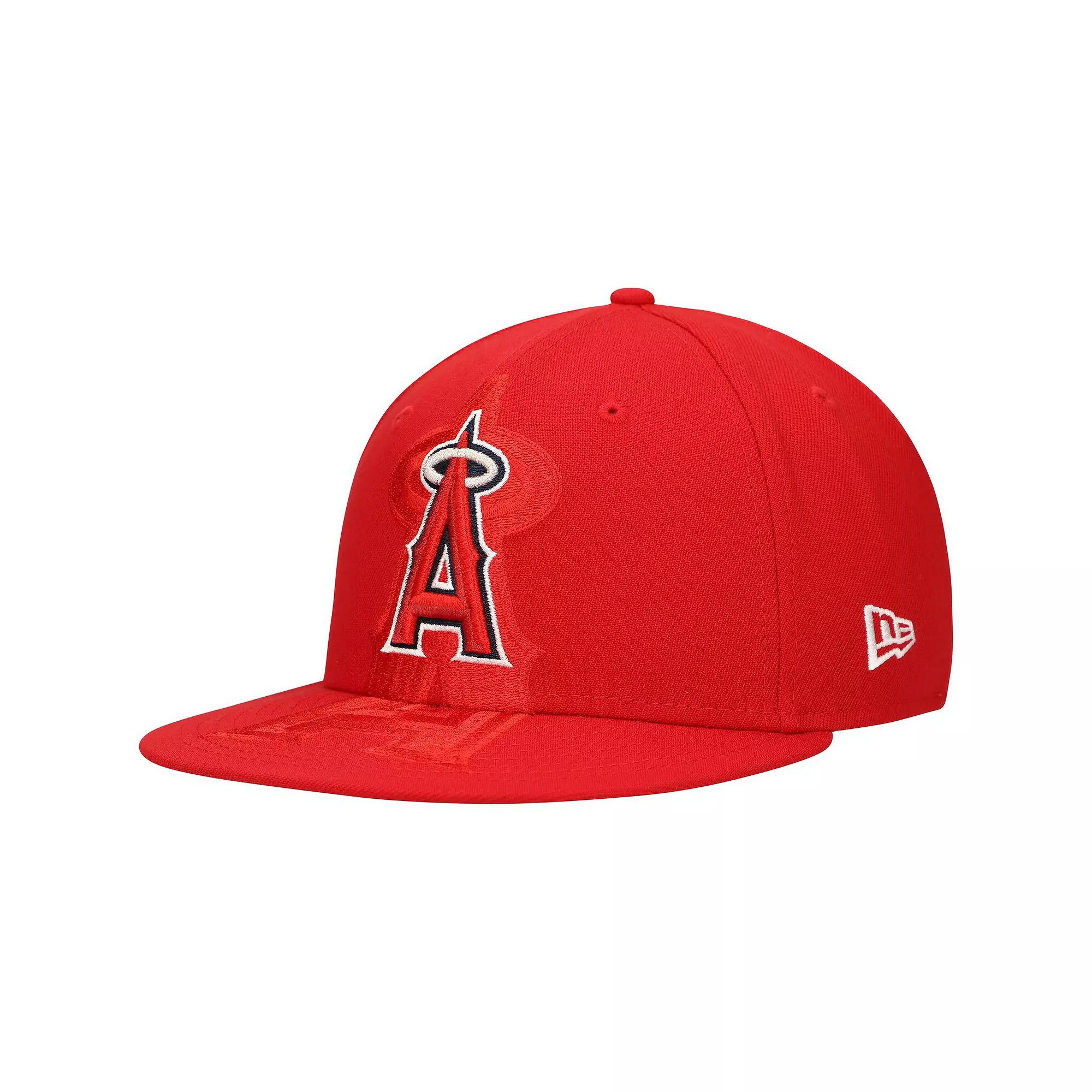 Men's New Era Red Los Angeles Angels Shadow Logo 59FIFTY Fitted Hat,  Product Image