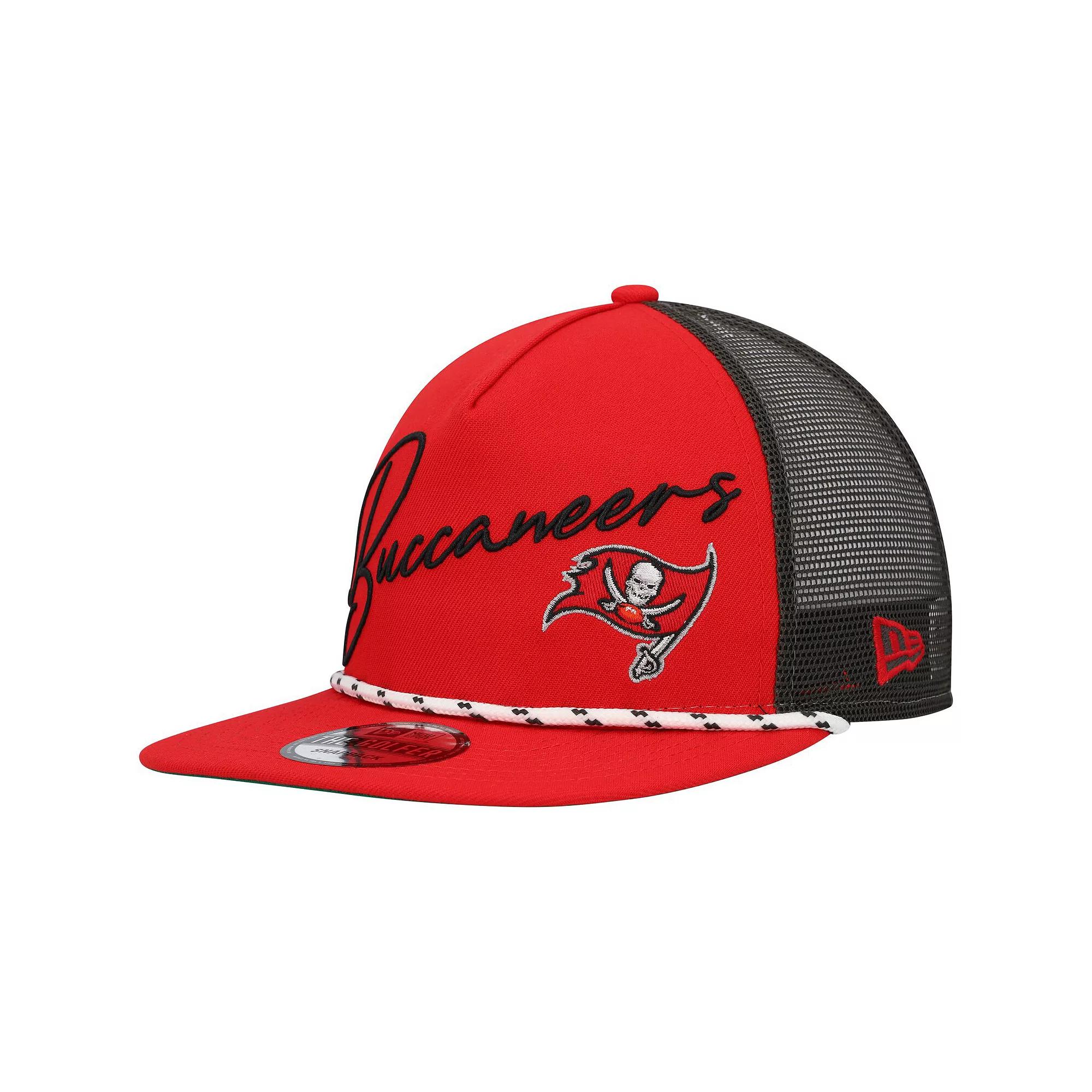 Men's New Era Red Tampa Bay Buccaneers Script Logo Golfer 9FIFTY Snapback Hat Product Image
