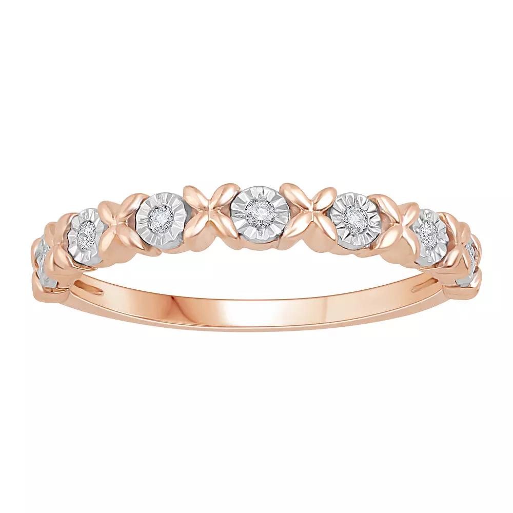 10k Rose Gold Diamond Accent "XO" Stackable Ring, Women's, Size: 7 Product Image