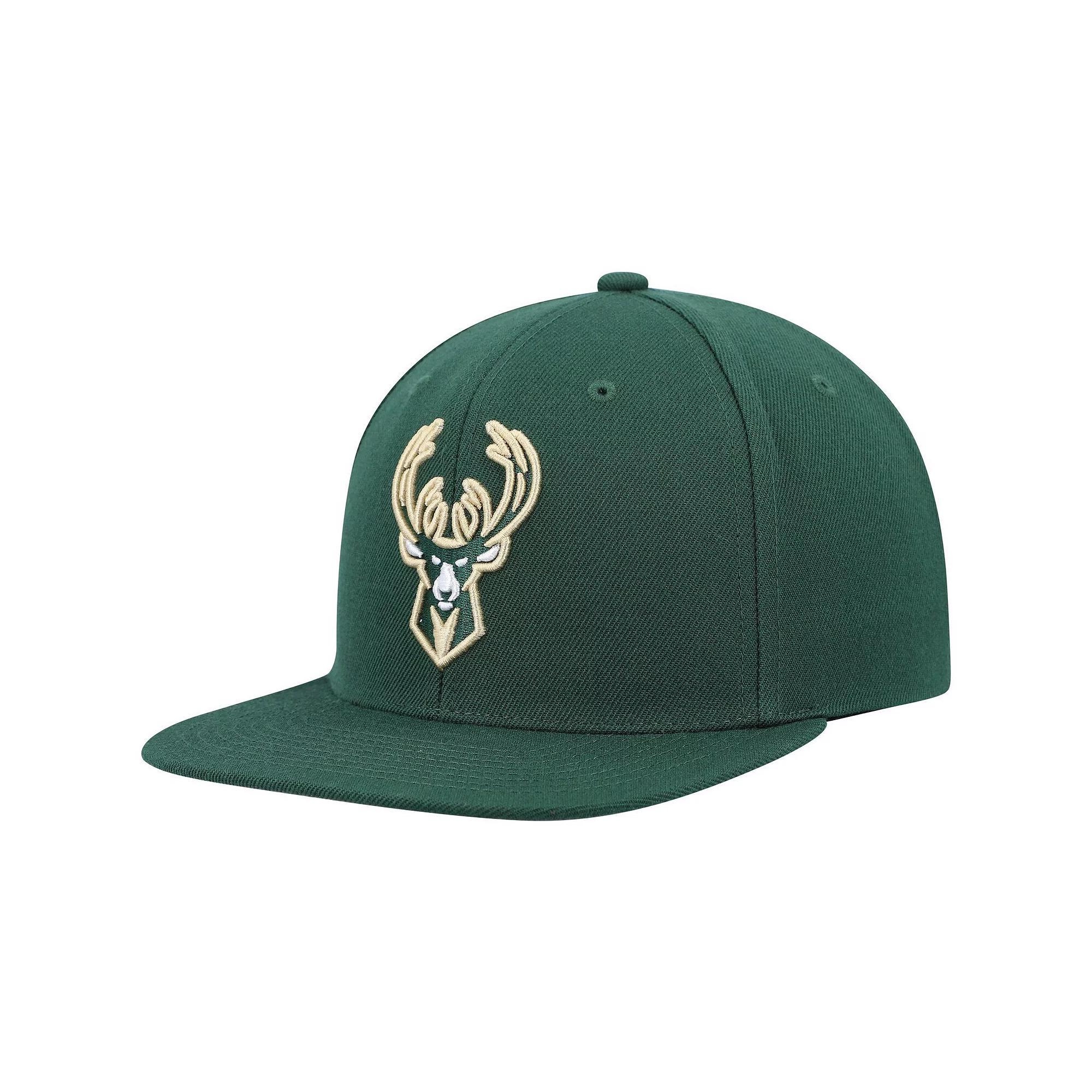 Men's Mitchell & Ness Hunter Green Milwaukee Bucks Ground 2.0 Snapback Hat, Team Product Image