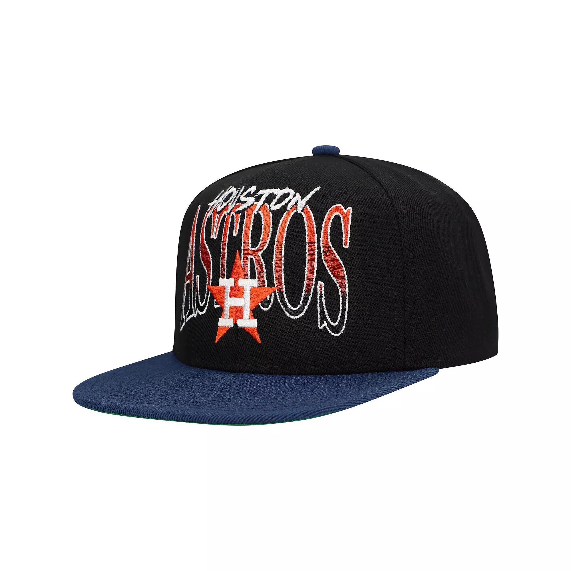 Men's Mitchell & Ness Black Houston Astros Rise Up Snapback Hat Product Image