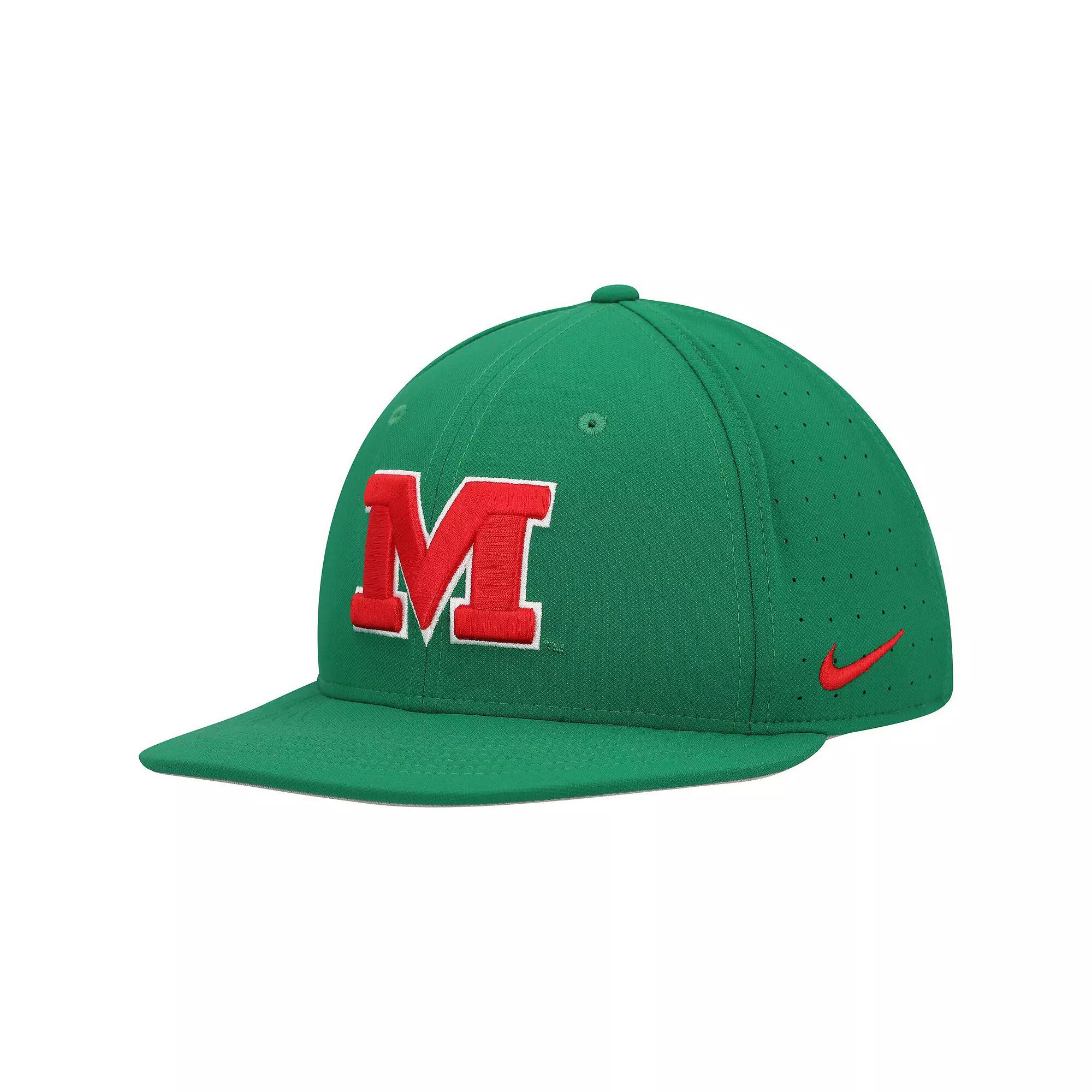 Men's Nike Green Ole Miss Rebels Aero True Baseball Performance Fitted Hat,  Product Image