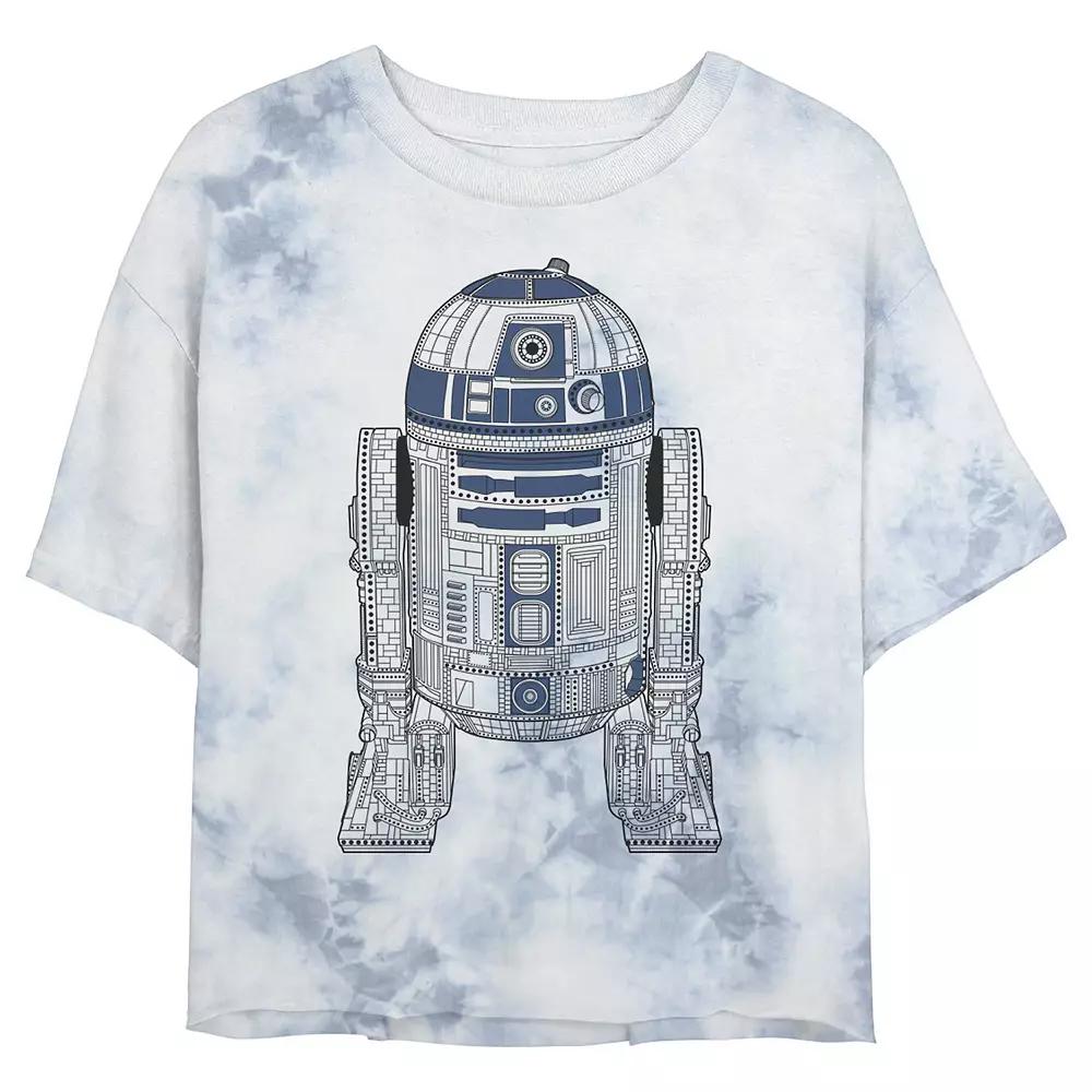 Juniors' Star Wars: R2-D2 Outline Wash Graphic Crop Tee, Women's,  Product Image
