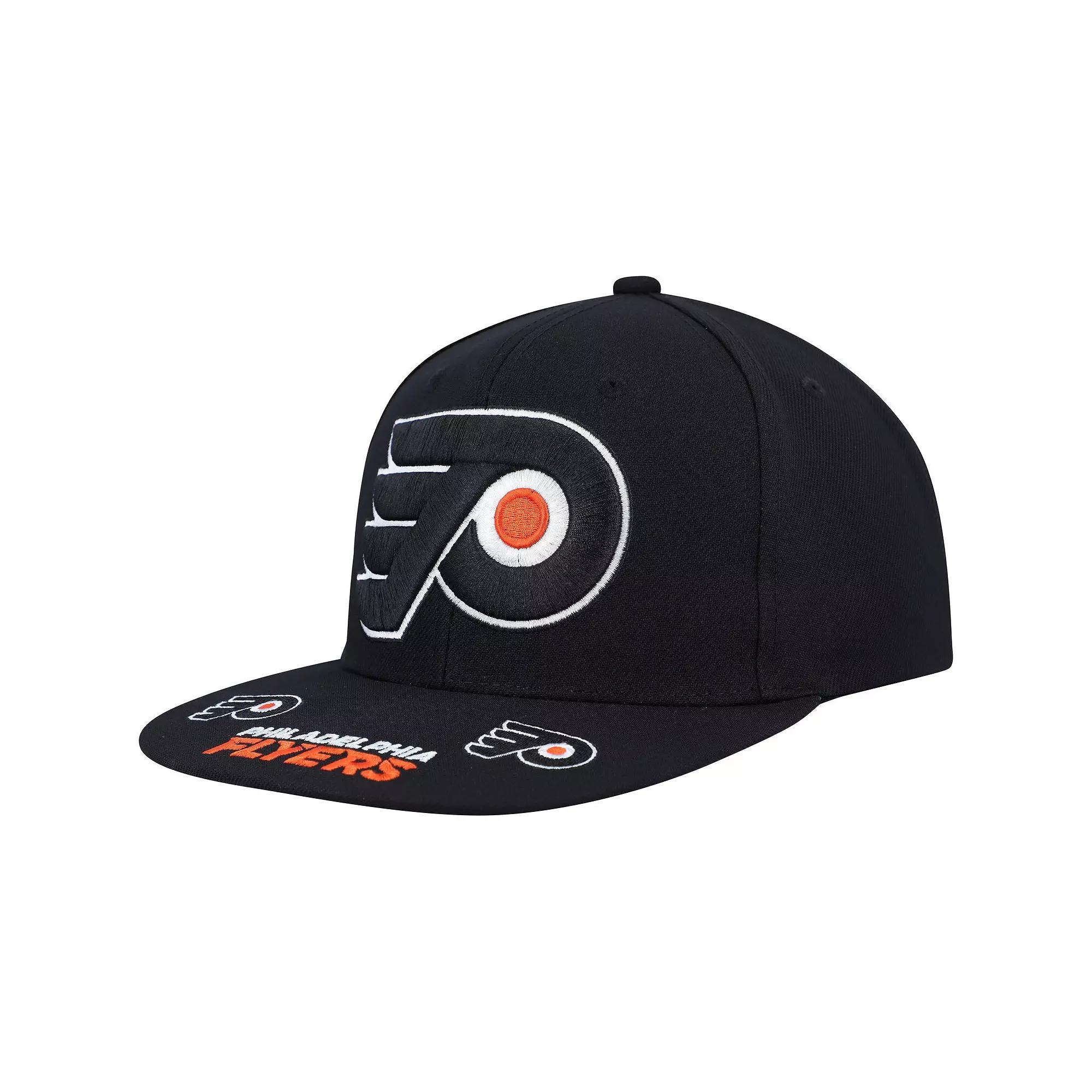 Men's Mitchell & Ness Black Philadelphia Flyers Vintage Hat Trick Snapback Hat, Fly Black Product Image