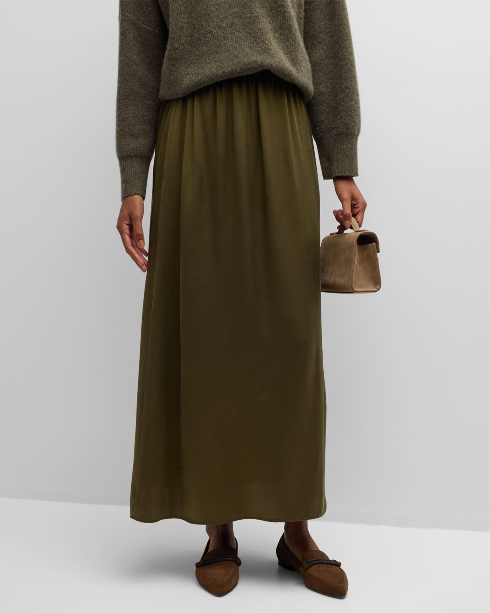 Sela A-Line Silk Maxi Skirt Product Image