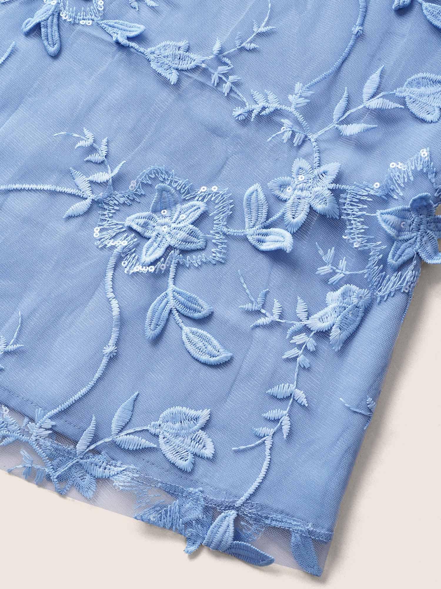 Stereo Floral Embroidered Patchwork Mesh Dress Female Product Image