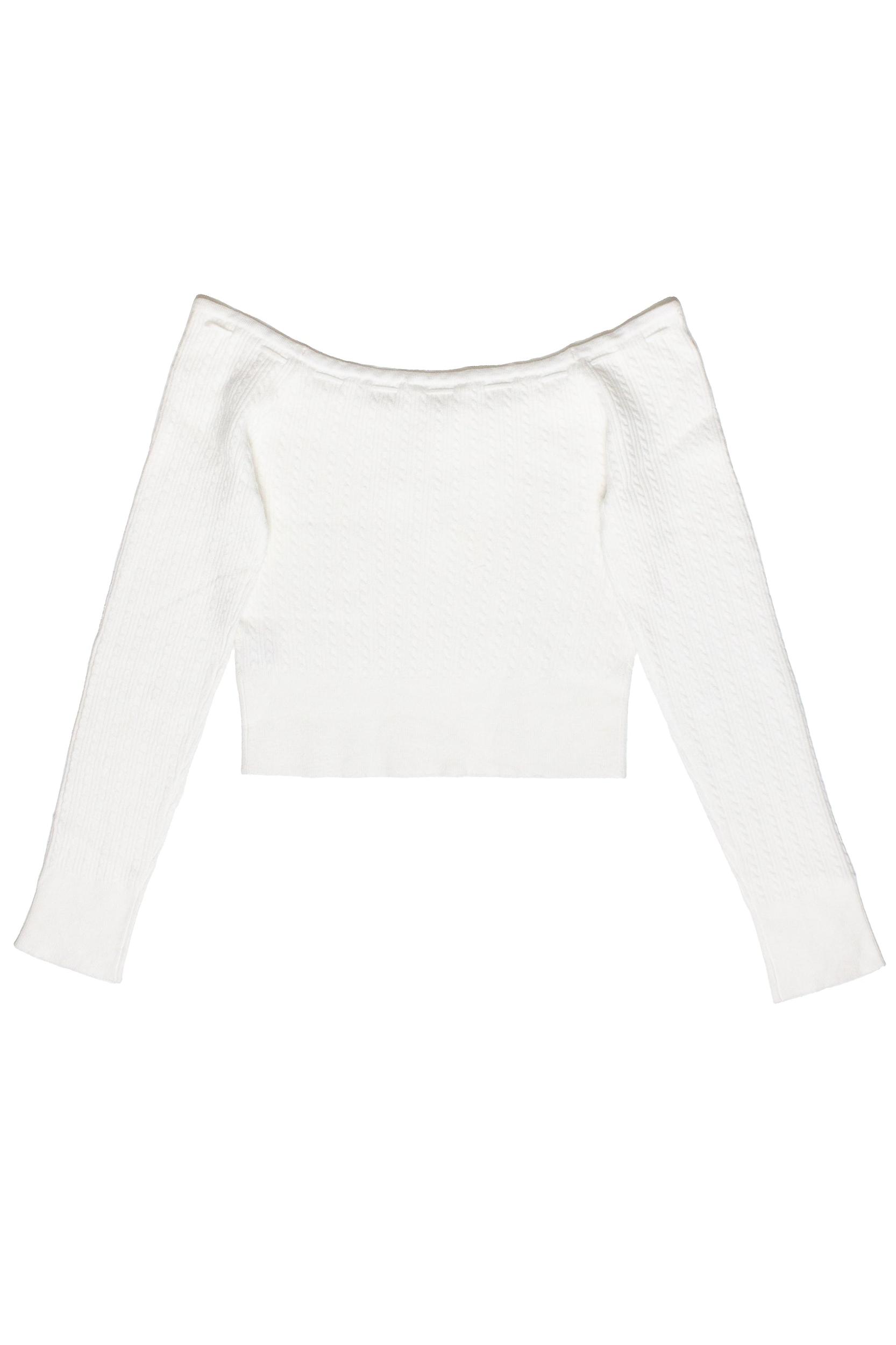Over The Shoulder Cable Knit Sweater Product Image