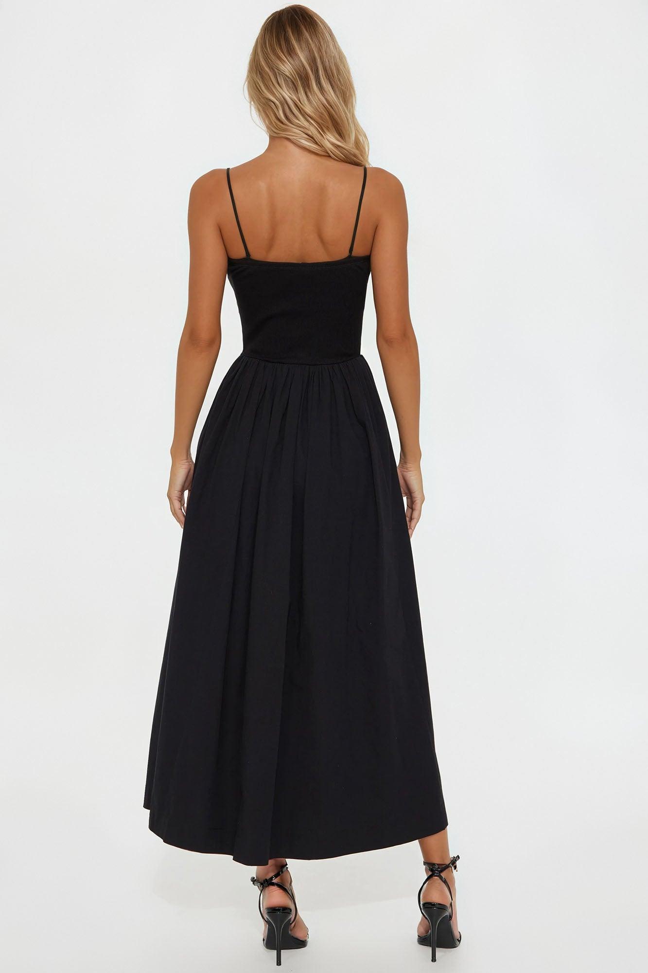 Lula Poplin Strapless Midi Dress - Black Female Product Image