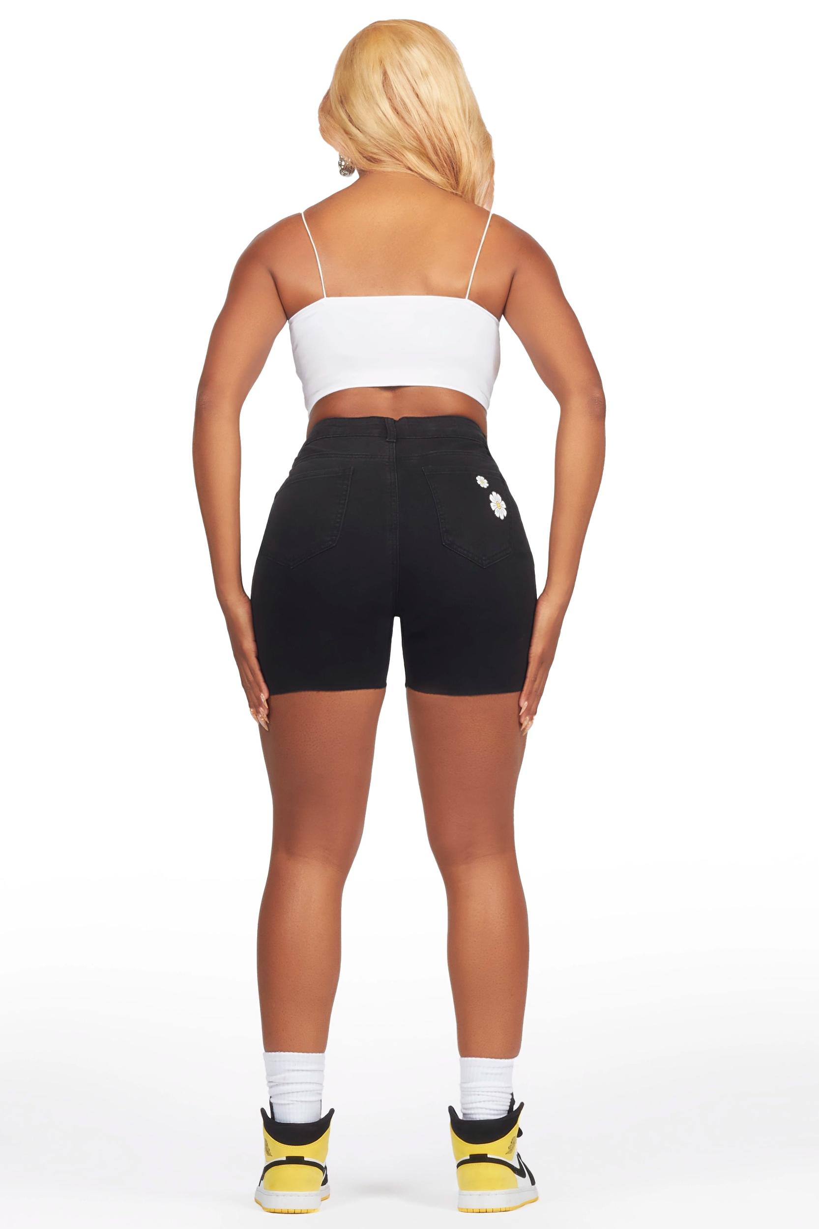 Coming Up Daisies Black Denim Short Female Product Image