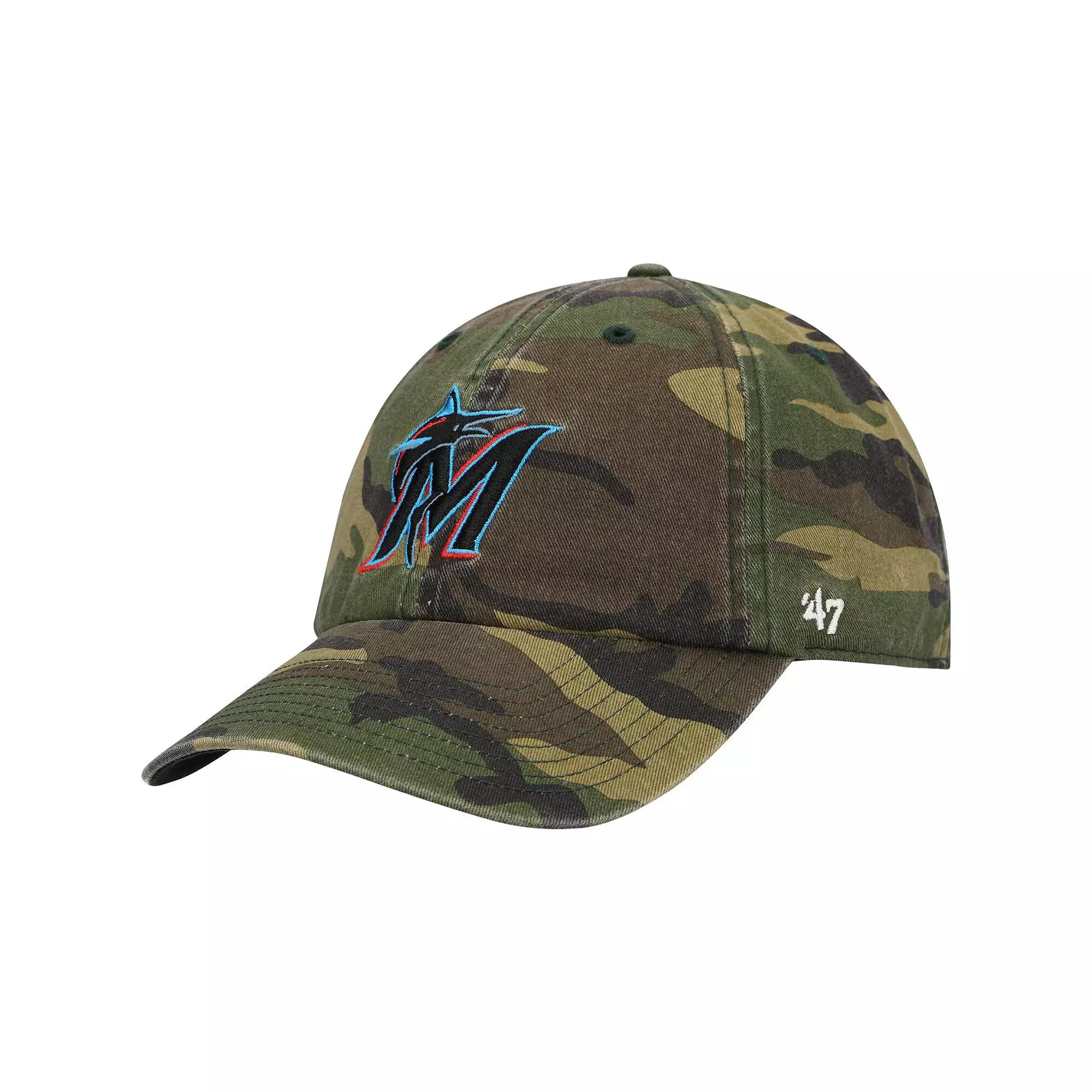 Men's '47 Camo Miami Marlins Team Clean Up Adjustable Hat, Green Product Image