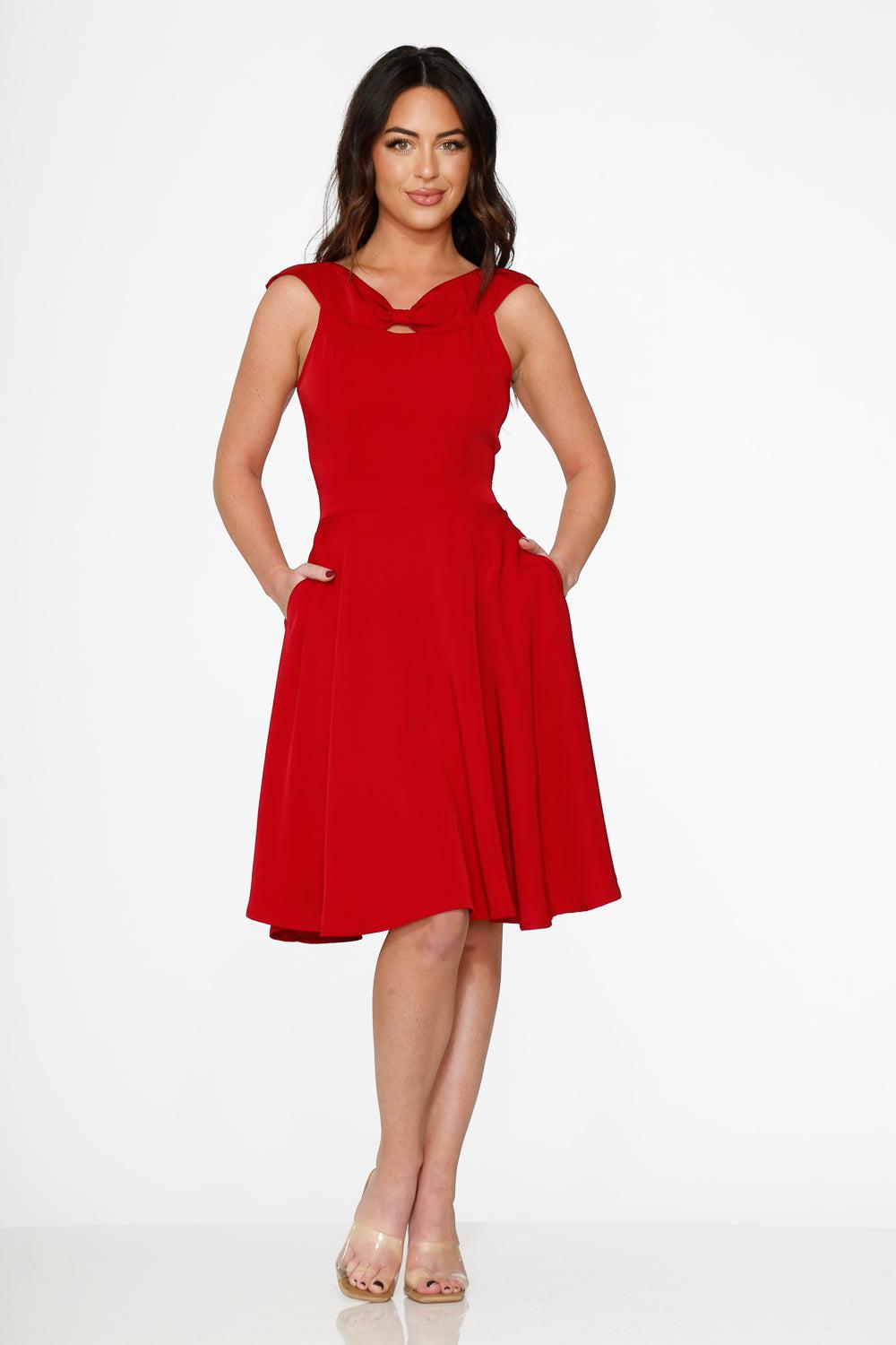 Red Occasional Swing Dress Product Image