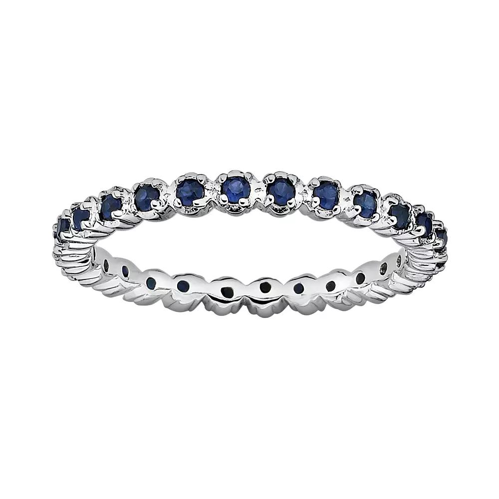 Stacks & Stones Sterling Silver Lab-Created Sapphire Stack Ring, Womens Product Image