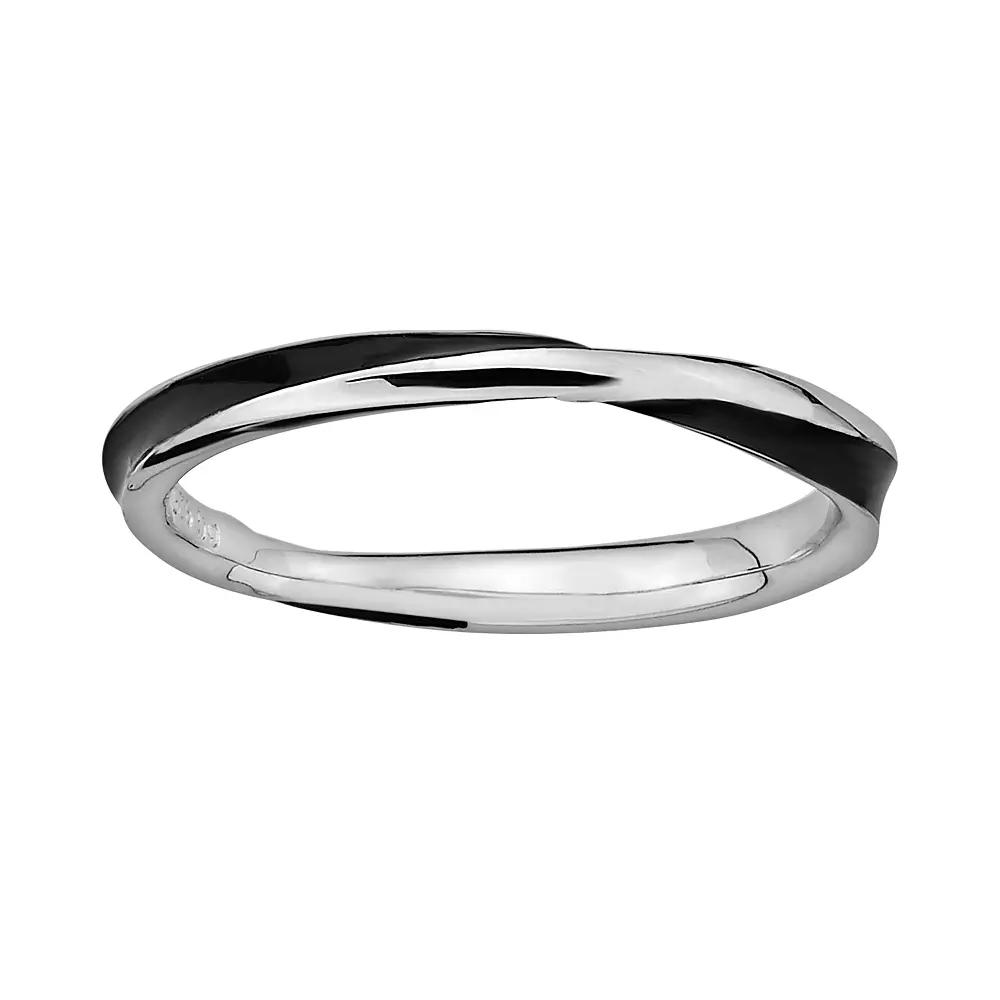 Stacks & Stones Sterling Silver Black Enamel Twist Stack Ring, Women's, Size: 9 Product Image