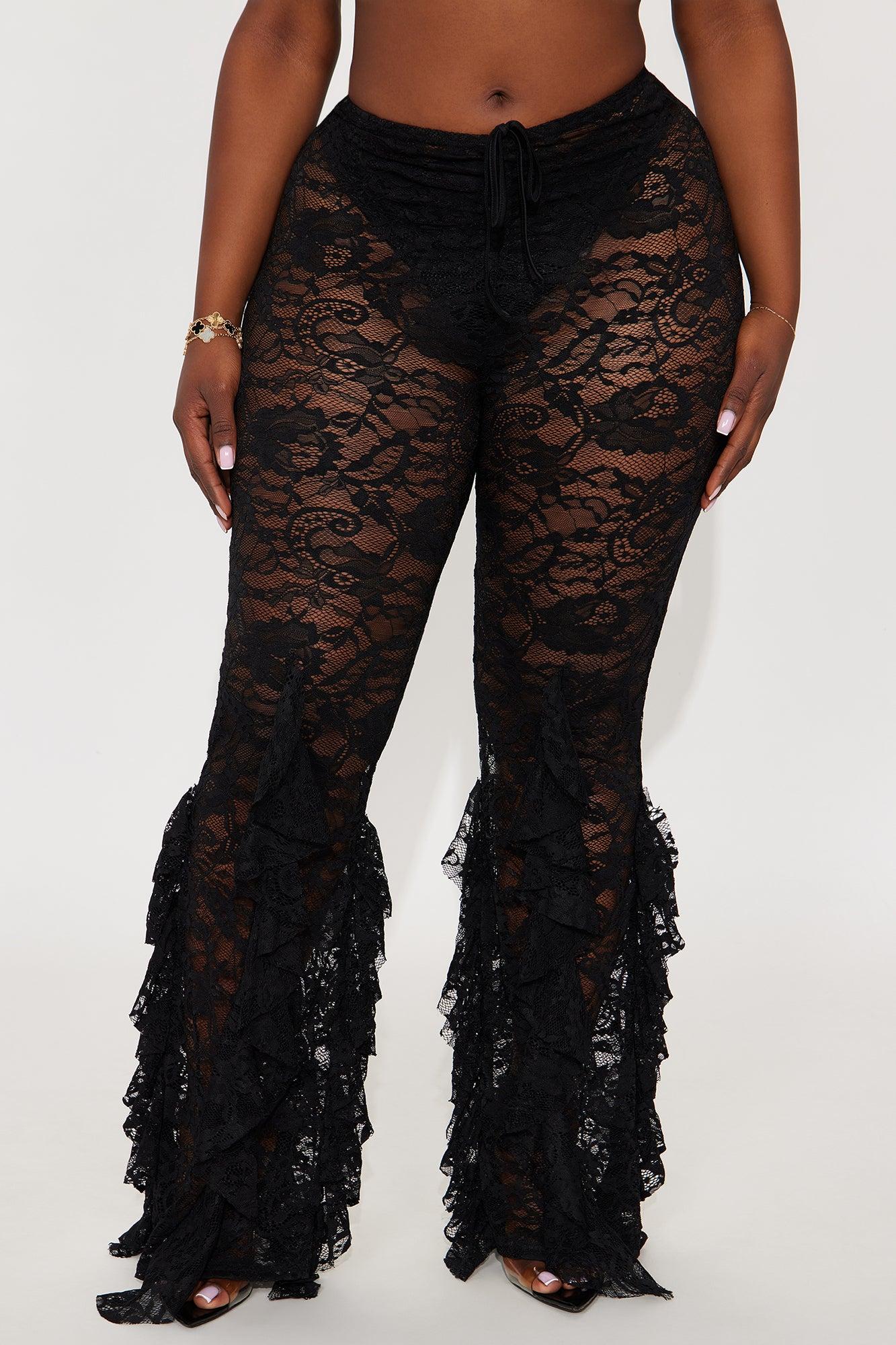 Biyanka Ruffle Lace Flare Pant - Black Female Product Image
