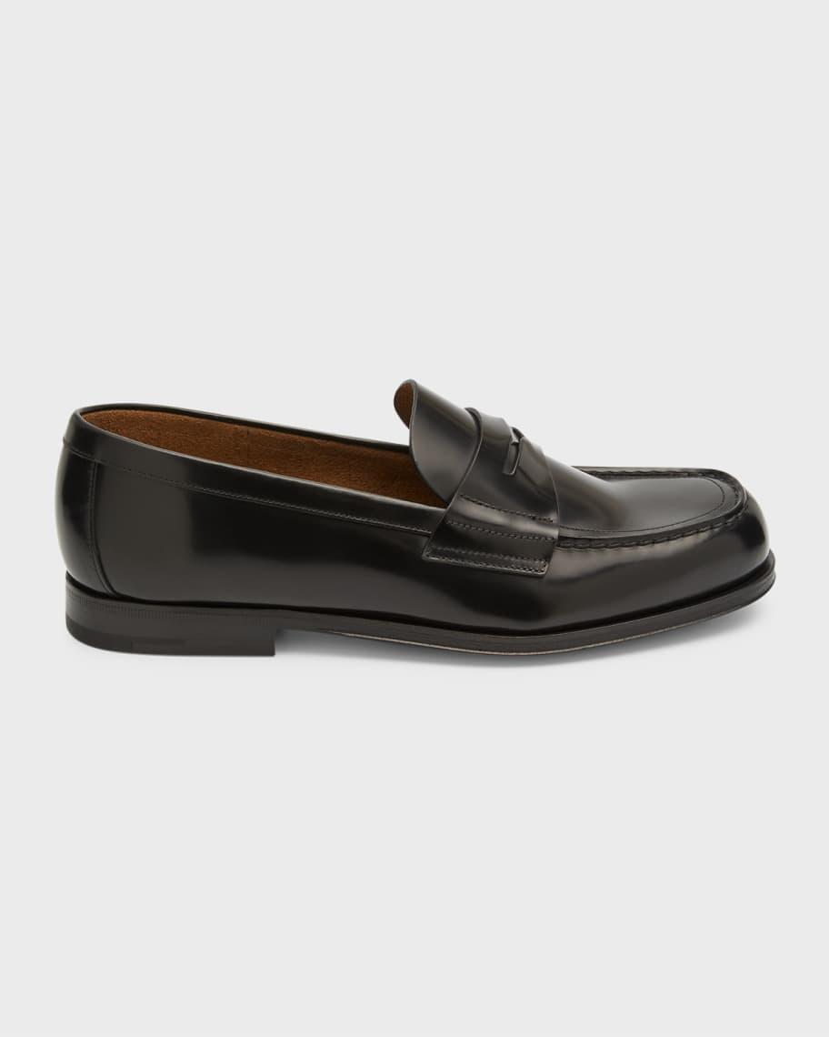 Men's Spazzolato Triangle Logo Penny Loafers Product Image