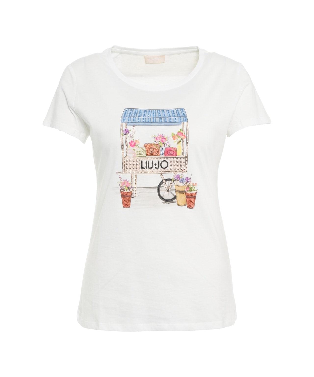 T-shirt with print and rhinestones Product Image