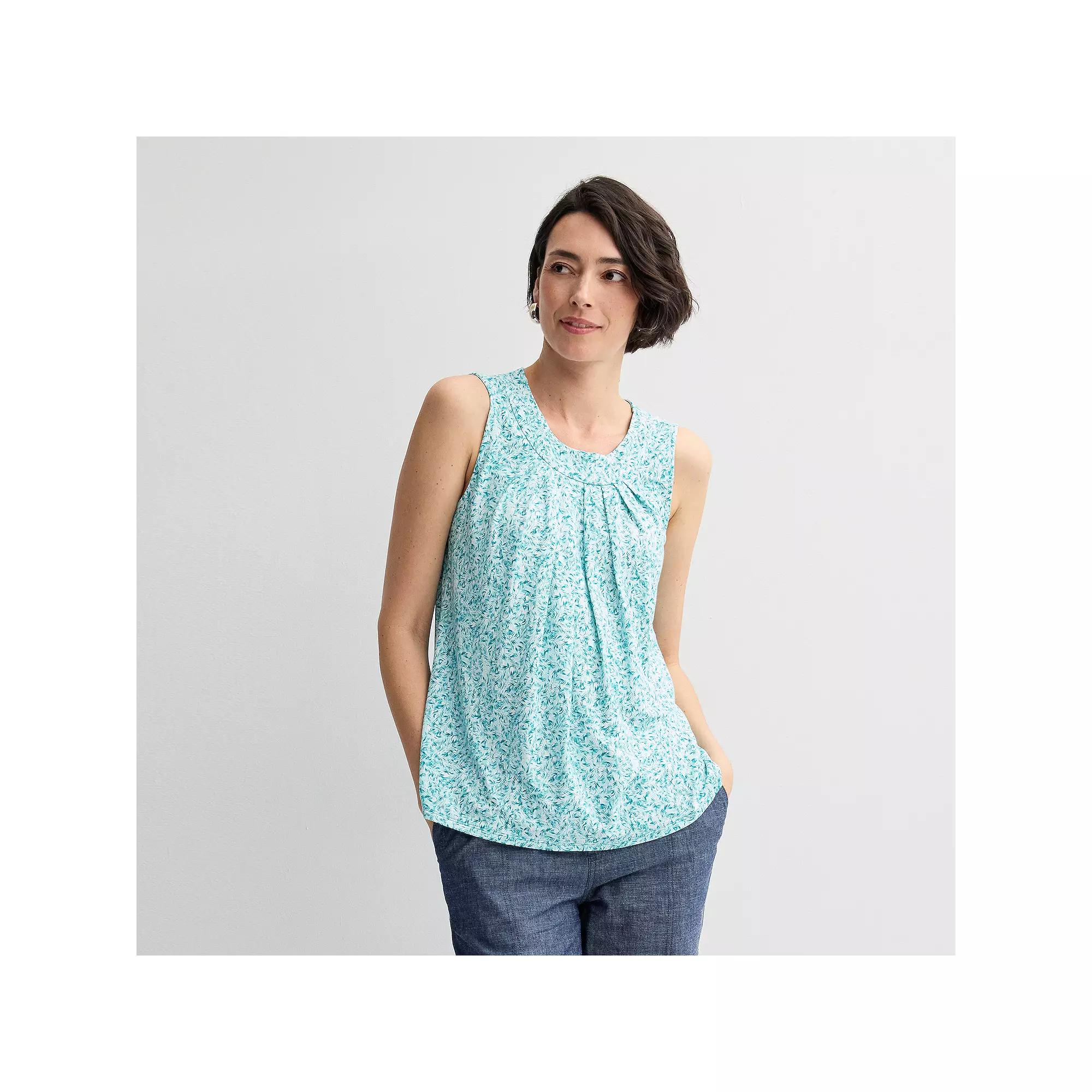Petite Croft & Barrow® Pleated Tank Top, Women's,  Product Image