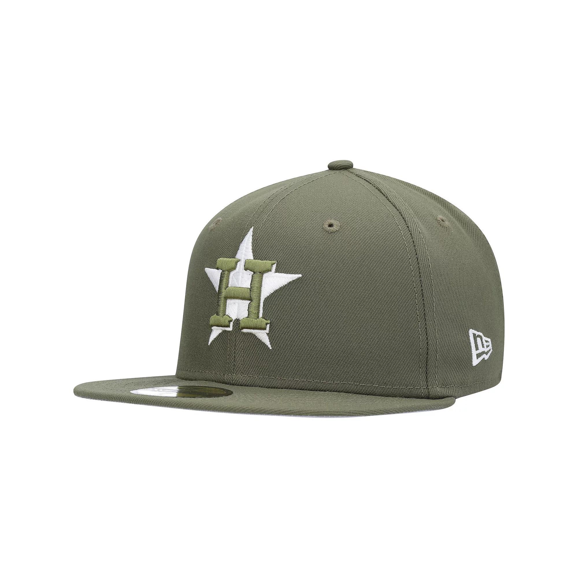 Men's New Era Olive Houston Astros Logo White 59FIFTY Fitted Hat, Size: 7 5/8, Team Product Image
