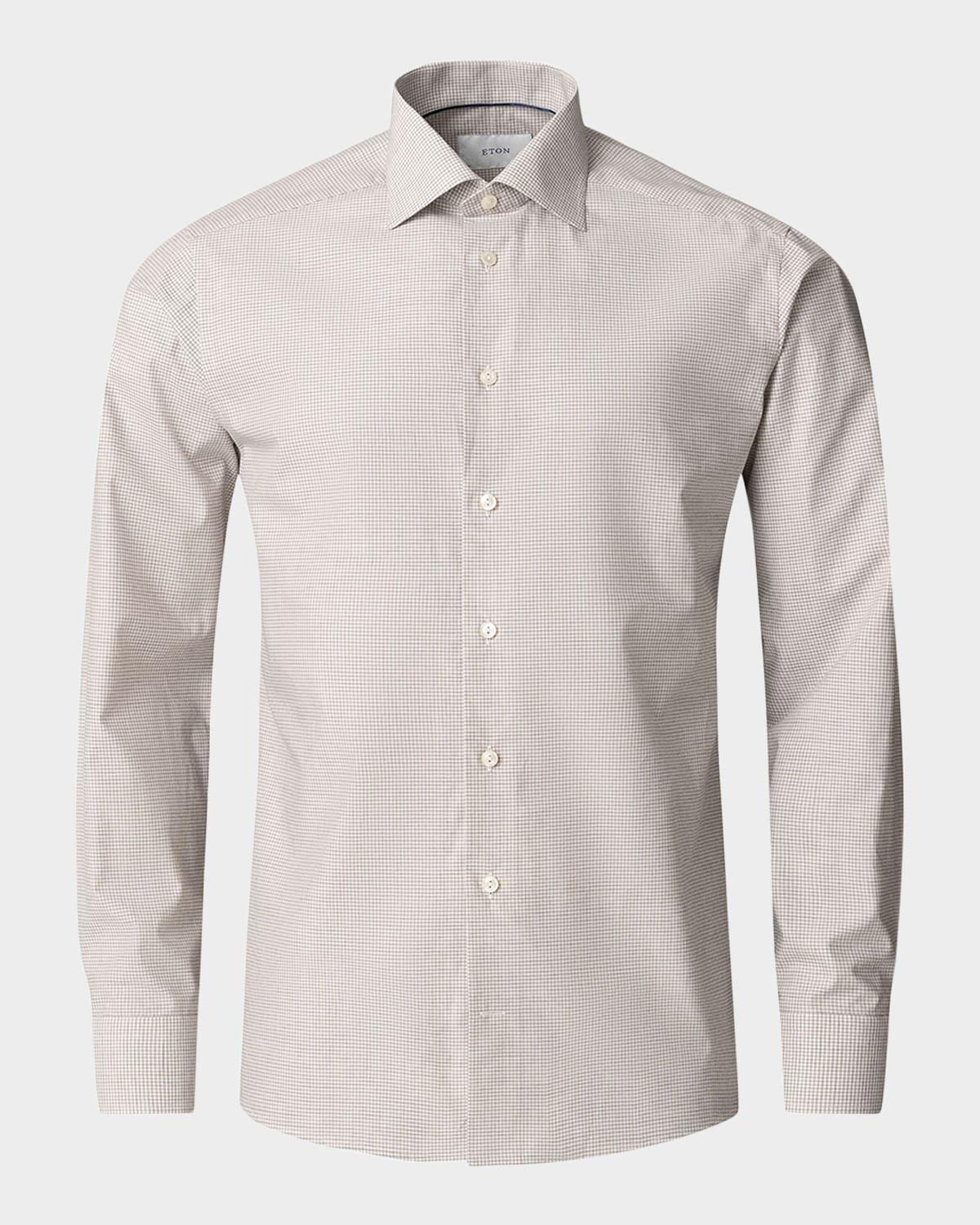Men's Signature Twill Micro-Check Slim-Fit Dress Shirt Product Image
