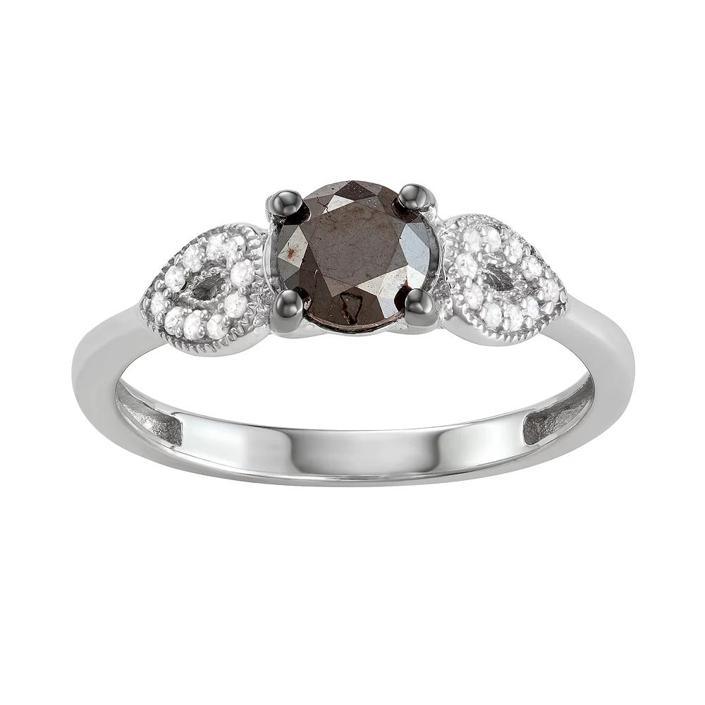 Jewelexcess Sterling Silver 1 C.T. Black & White Diamond Ring, Women's, Size: 6, Silvertone Product Image