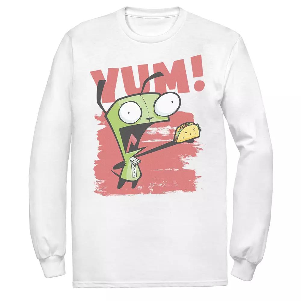 Men's Nickelodeon Invader Zim Gir Screaming Yum! Taco Portrait Long Sleeve Graphic Tee,  Product Image