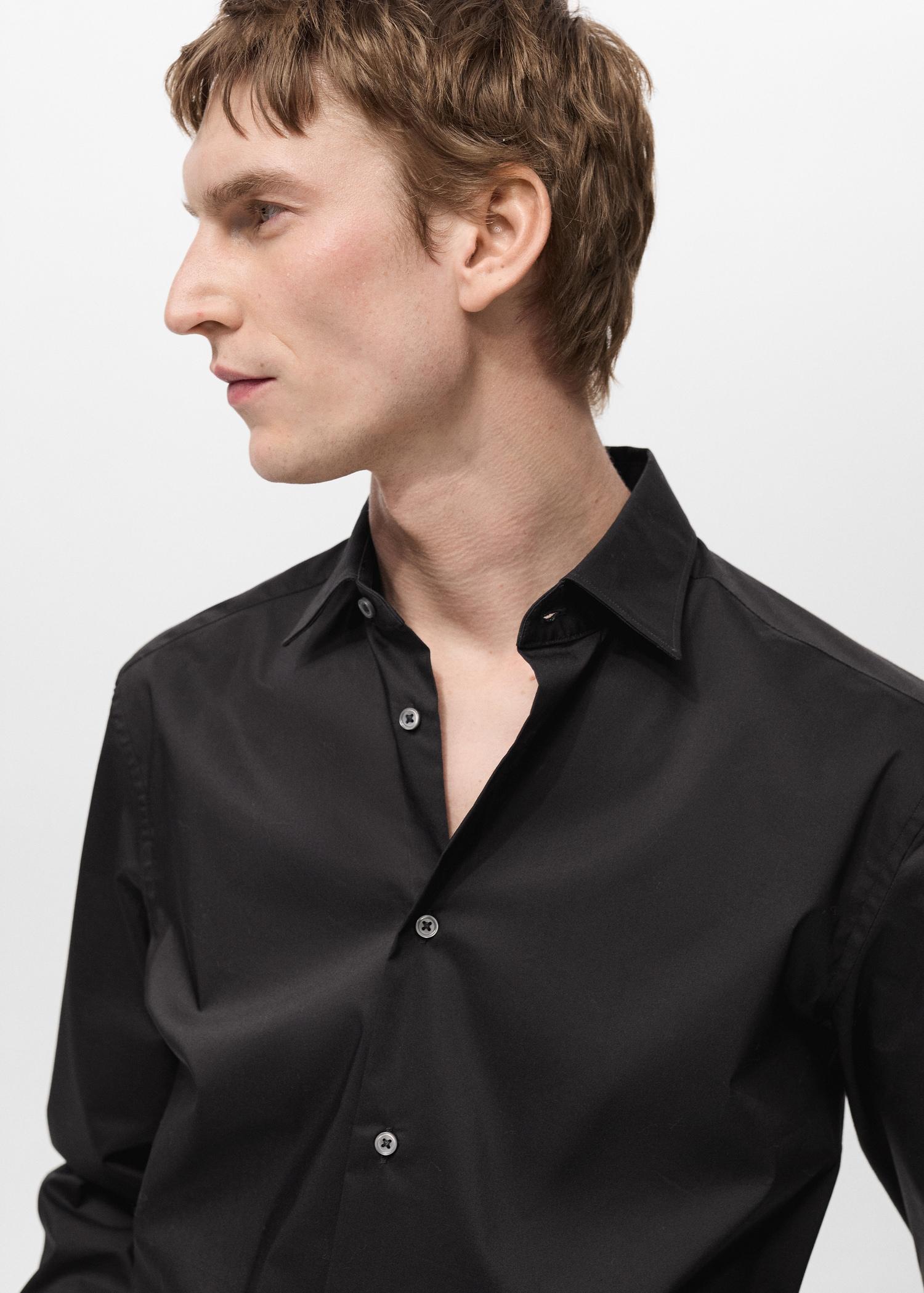 Regular-fit stretch cotton shirt - Men | MANGO USA Product Image