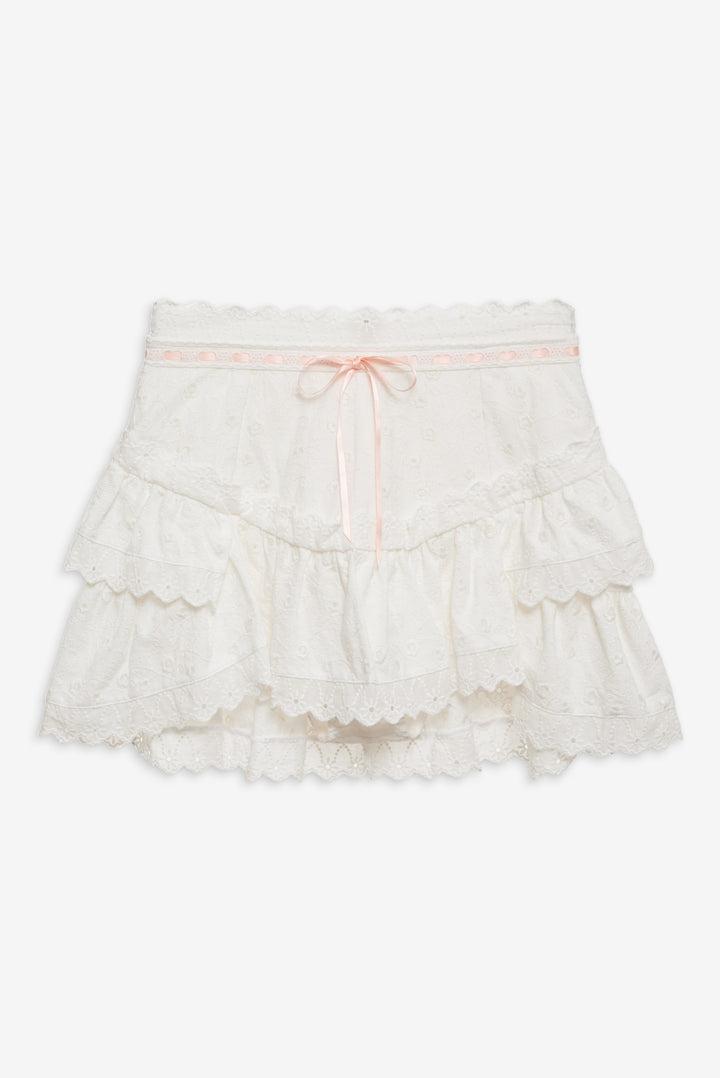 Summer Swirl Eyelet Mini Skirt — White Product Image