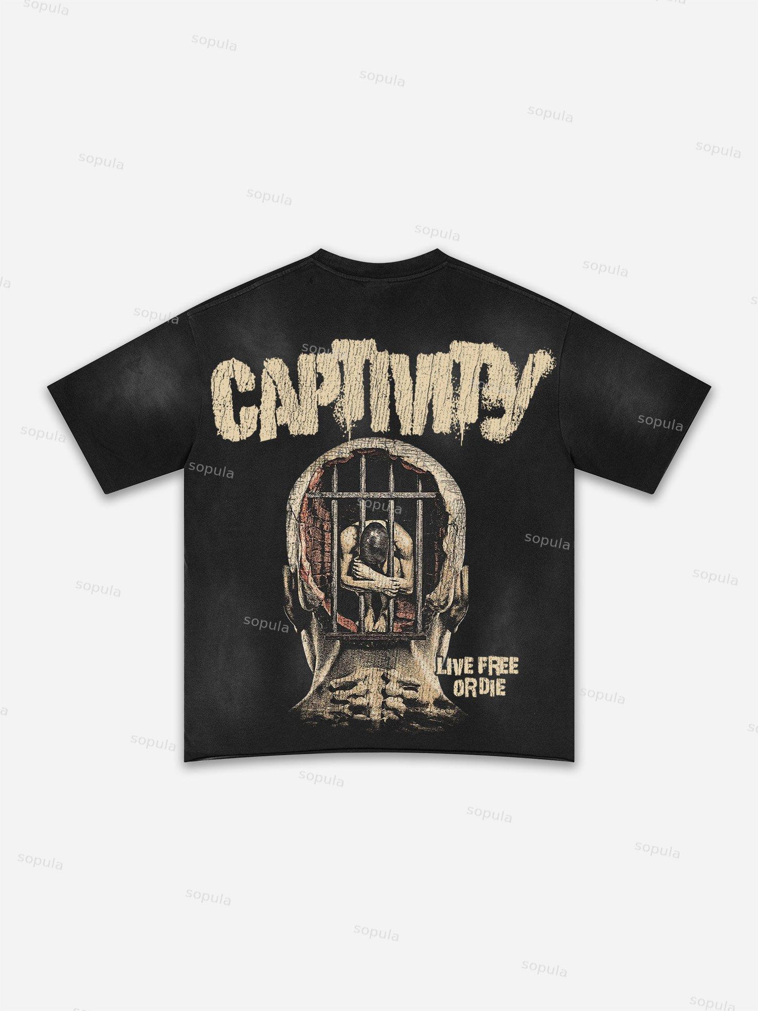 Street Goals Lip Braces Make Vintage Printed Graphic Washed T-shirt Product Image