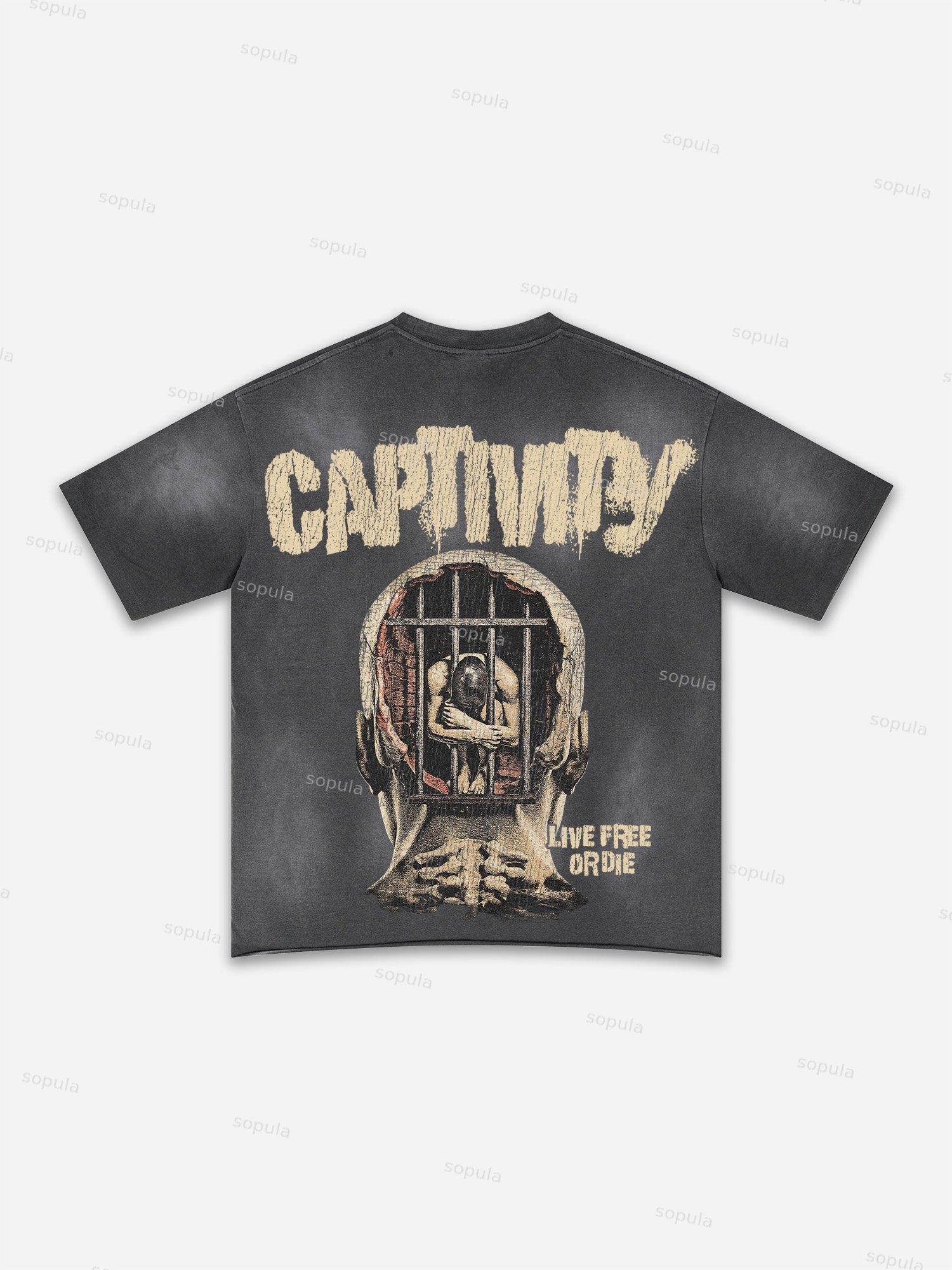 Street Goals Lip Braces Make Vintage Printed Graphic Washed T-shirt Product Image