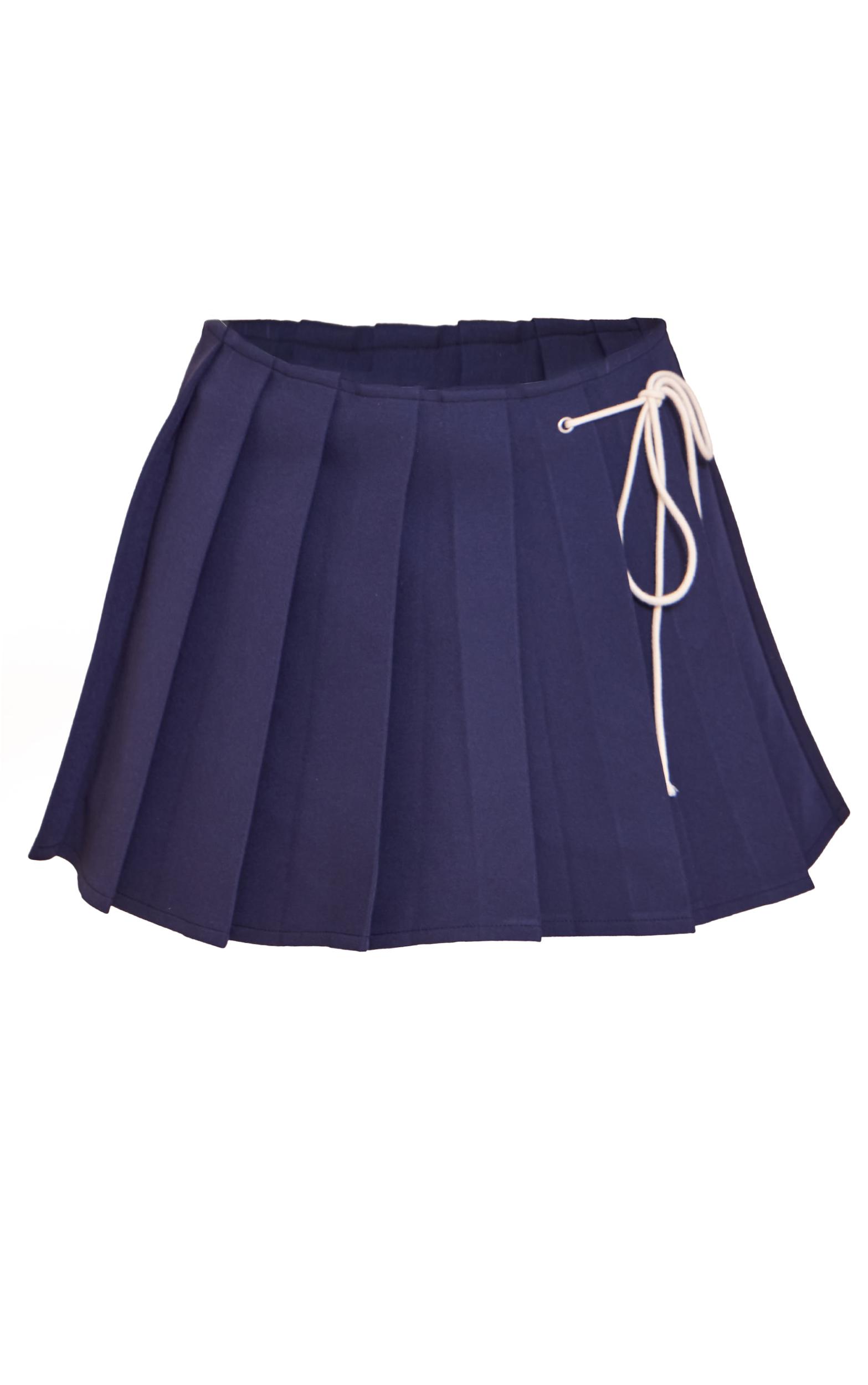 Navy Bow Detail Pleated Mini Skort Product Image